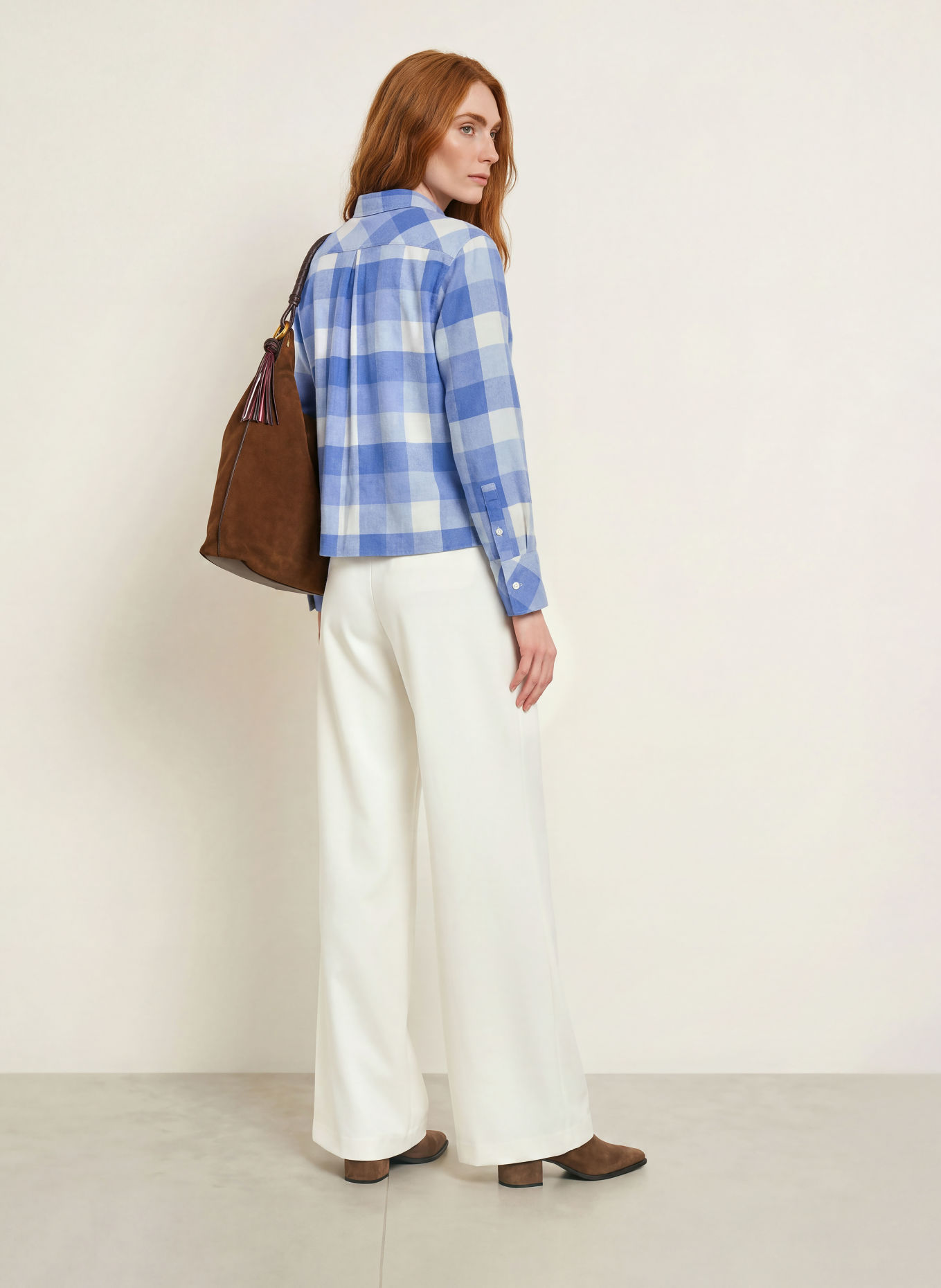 Emily VAN DEN BERGH Flanellen Overhemdblouse: BLAUW / WIT