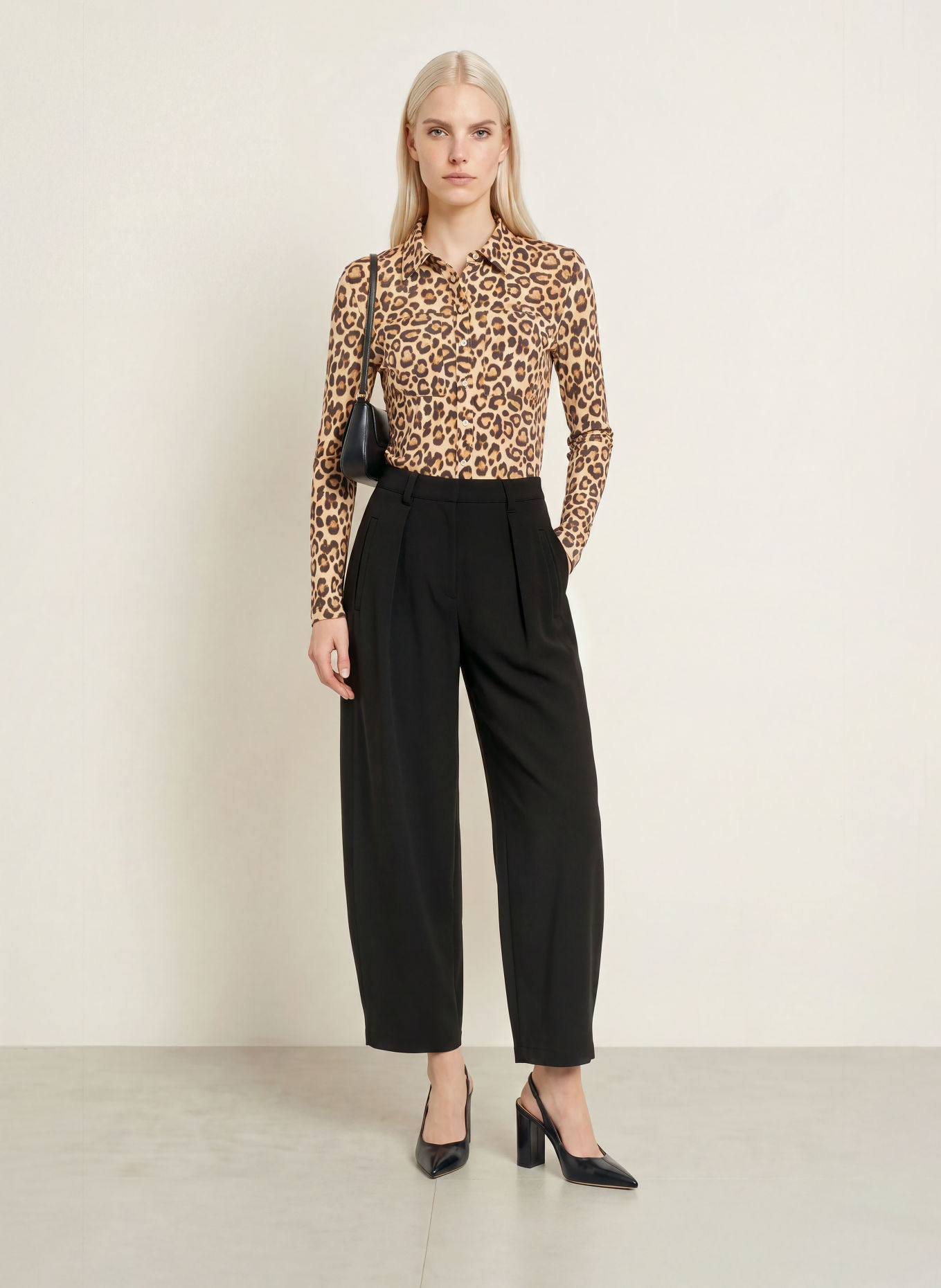 Emily VAN DEN BERGH Overhemdblouse: LICHTBRUIN / BRUIN / ZWART