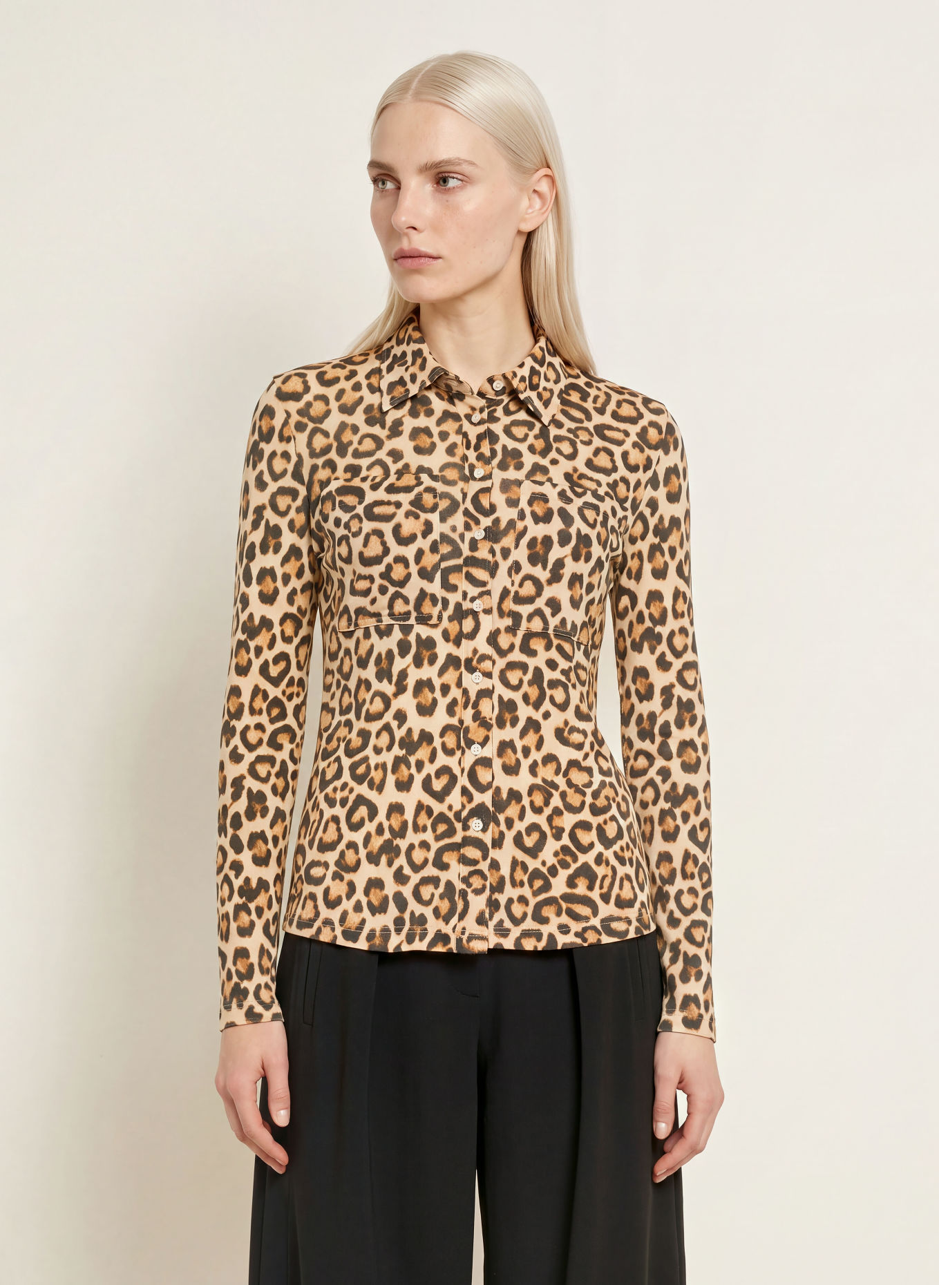 Emily VAN DEN BERGH Overhemdblouse: LICHTBRUIN / BRUIN / ZWART