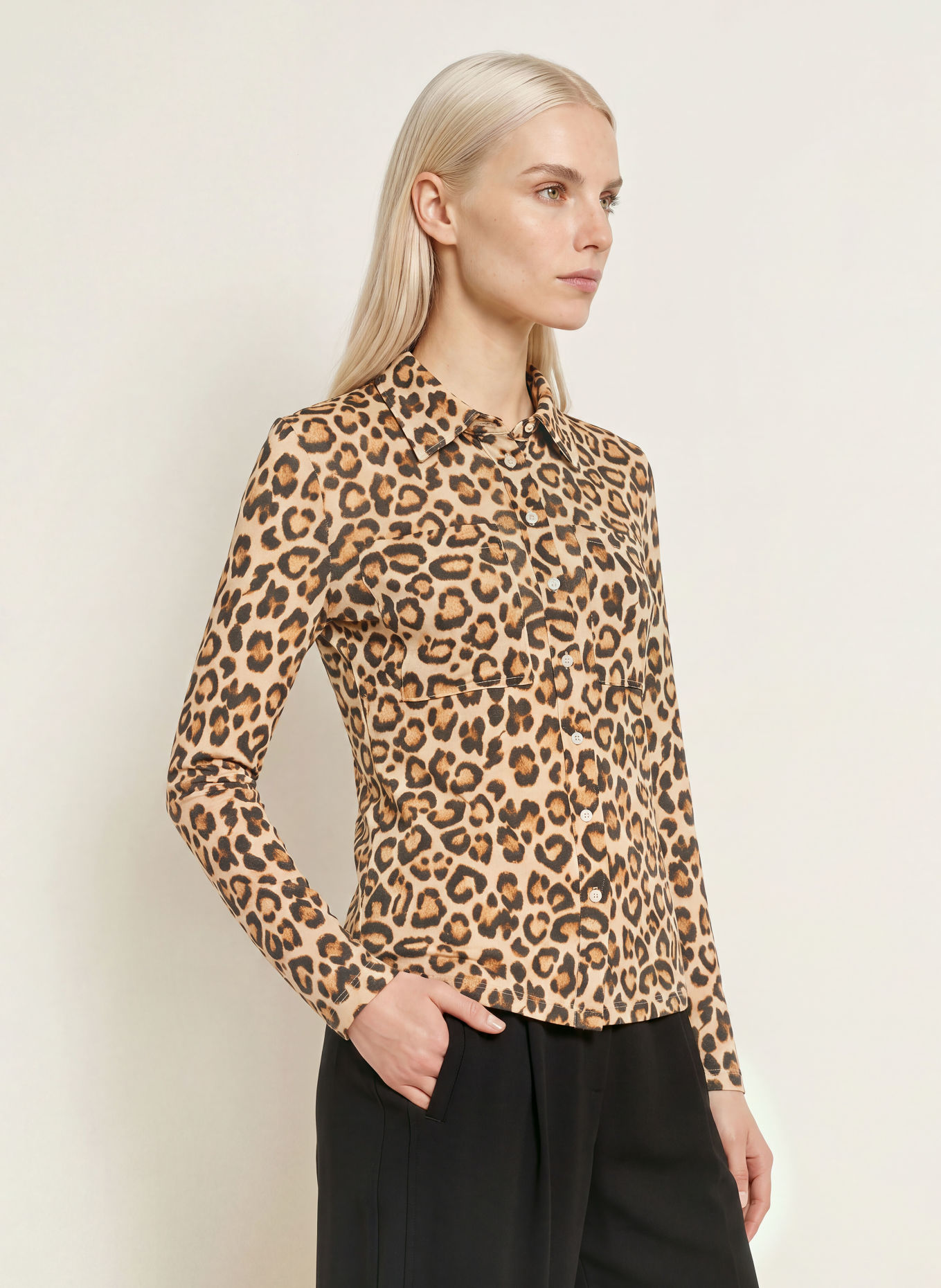 Emily VAN DEN BERGH Overhemdblouse: LICHTBRUIN / BRUIN / ZWART