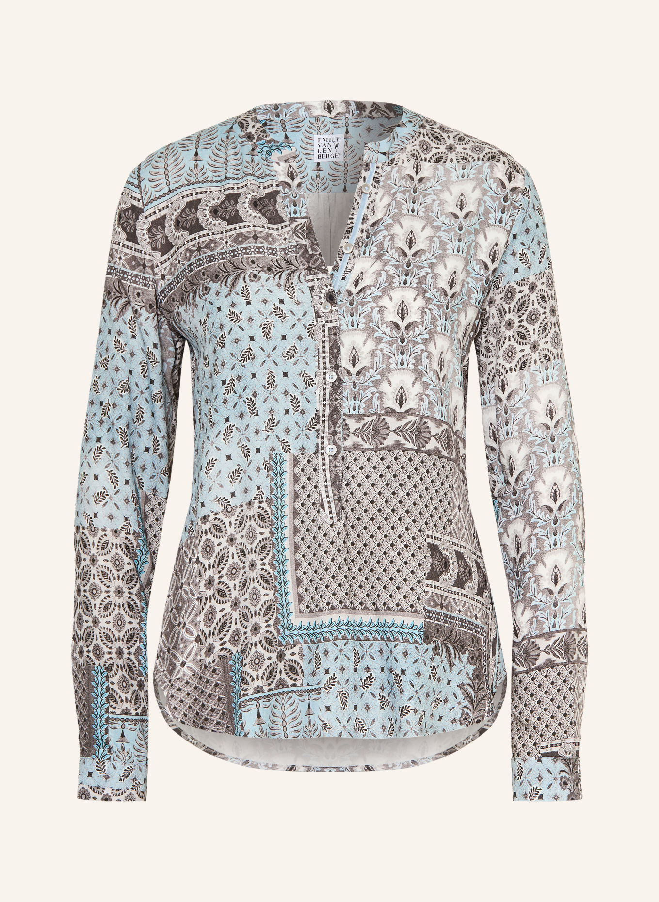 Emily VAN DEN BERGH Blouseshirt: BLAUWGRIJS / ECRU / TAUPE