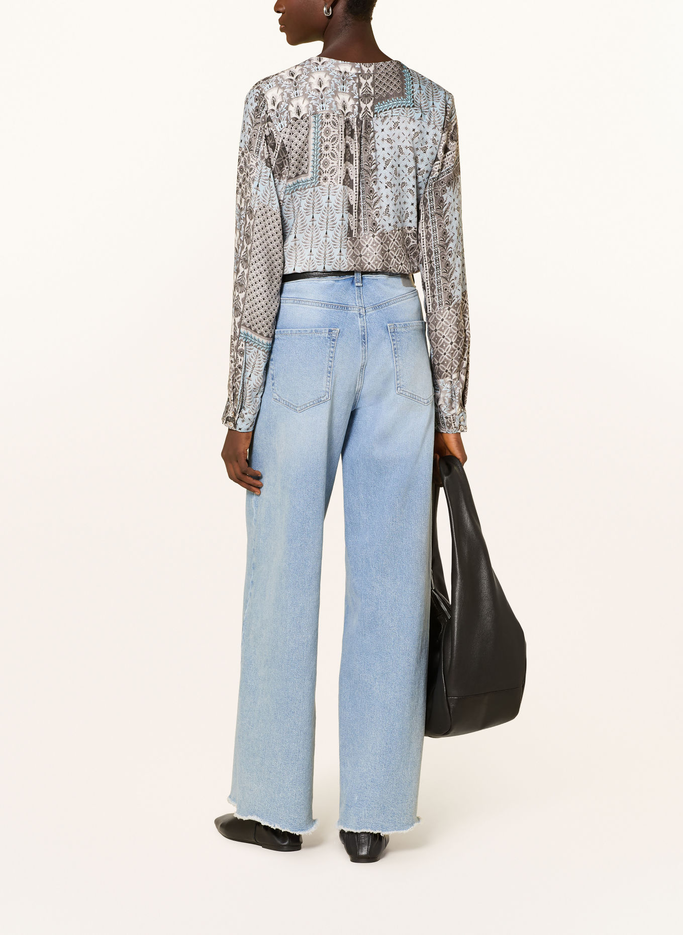 Emily VAN DEN BERGH Blouseshirt: BLAUWGRIJS / ECRU / TAUPE