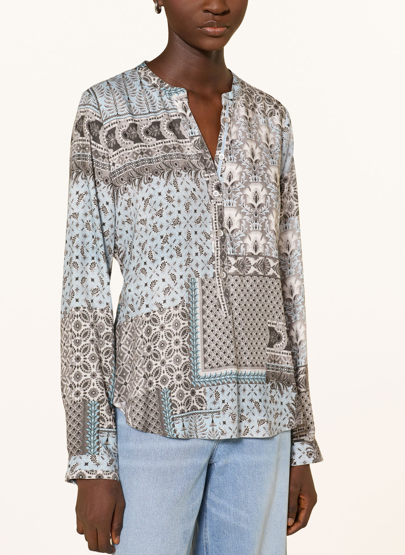 Emily VAN DEN BERGH Blouseshirt: BLAUWGRIJS / ECRU / TAUPE