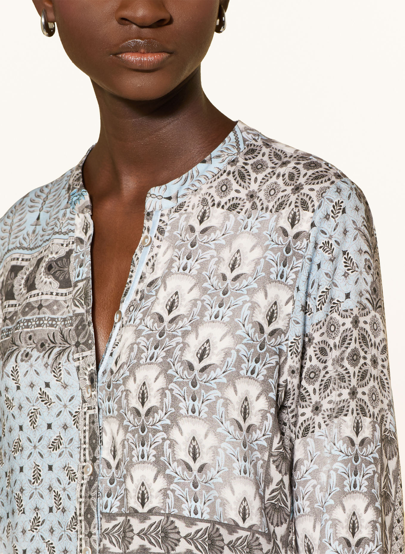 Emily VAN DEN BERGH Blouseshirt: BLAUWGRIJS / ECRU / TAUPE