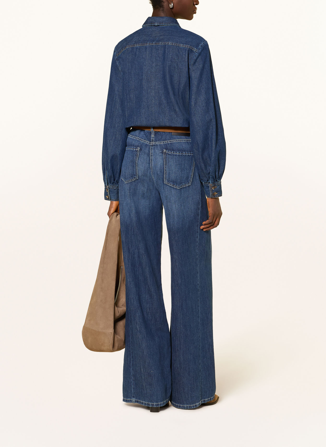 Emily VAN DEN BERGH Denim blouse with detachable bow: DARK BLUE