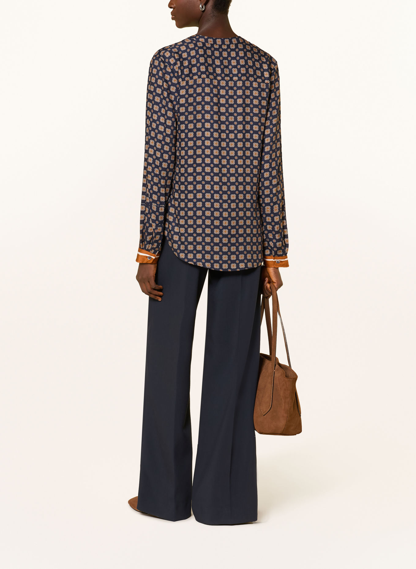 Emily VAN DEN BERGH Blouseshirt: DONKERBLAUW / ECRU / DONKERORANJE
