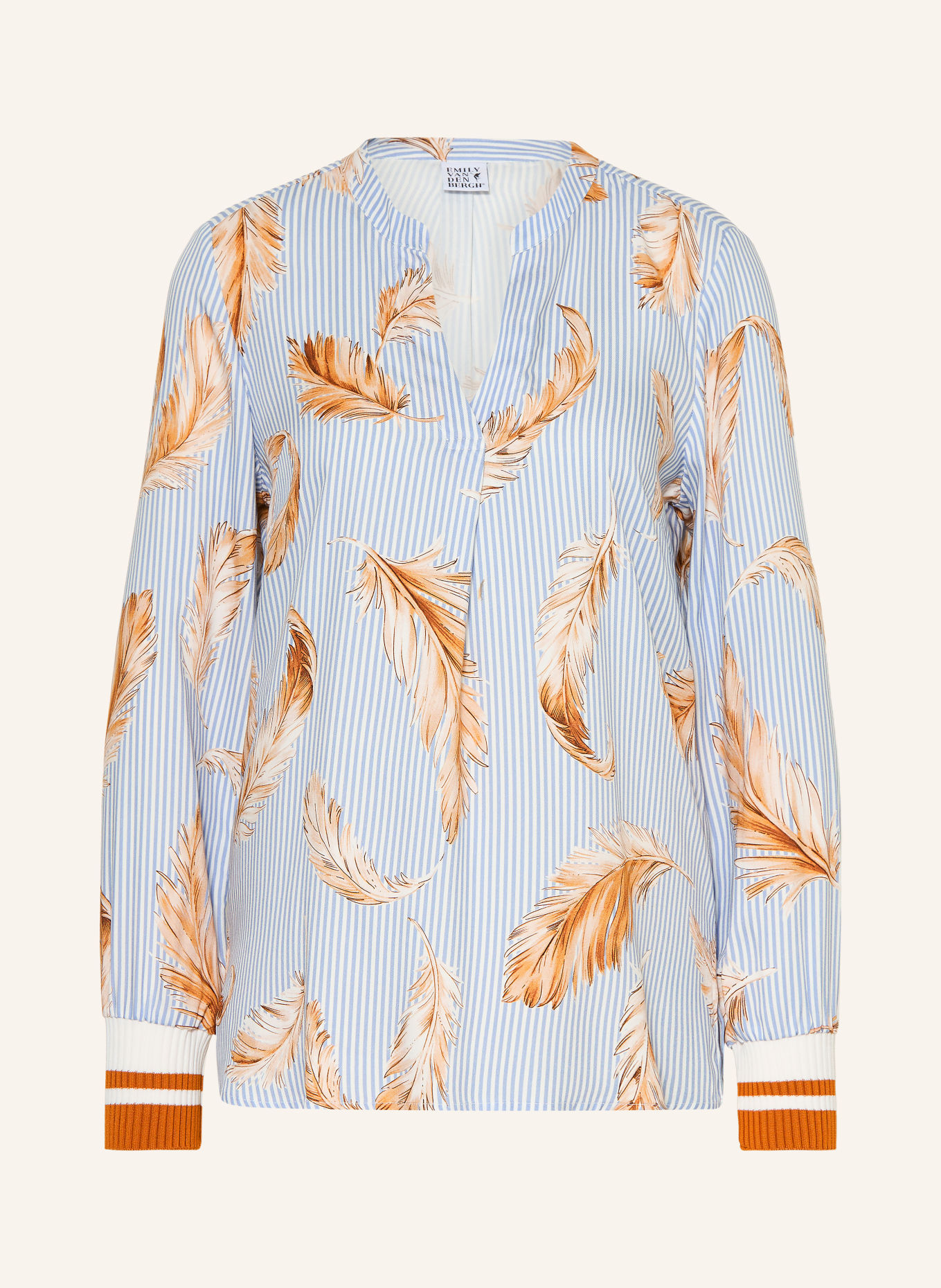 Emily VAN DEN BERGH Blouseshirt: LICHTBLAUW / CAMEL / BRUIN
