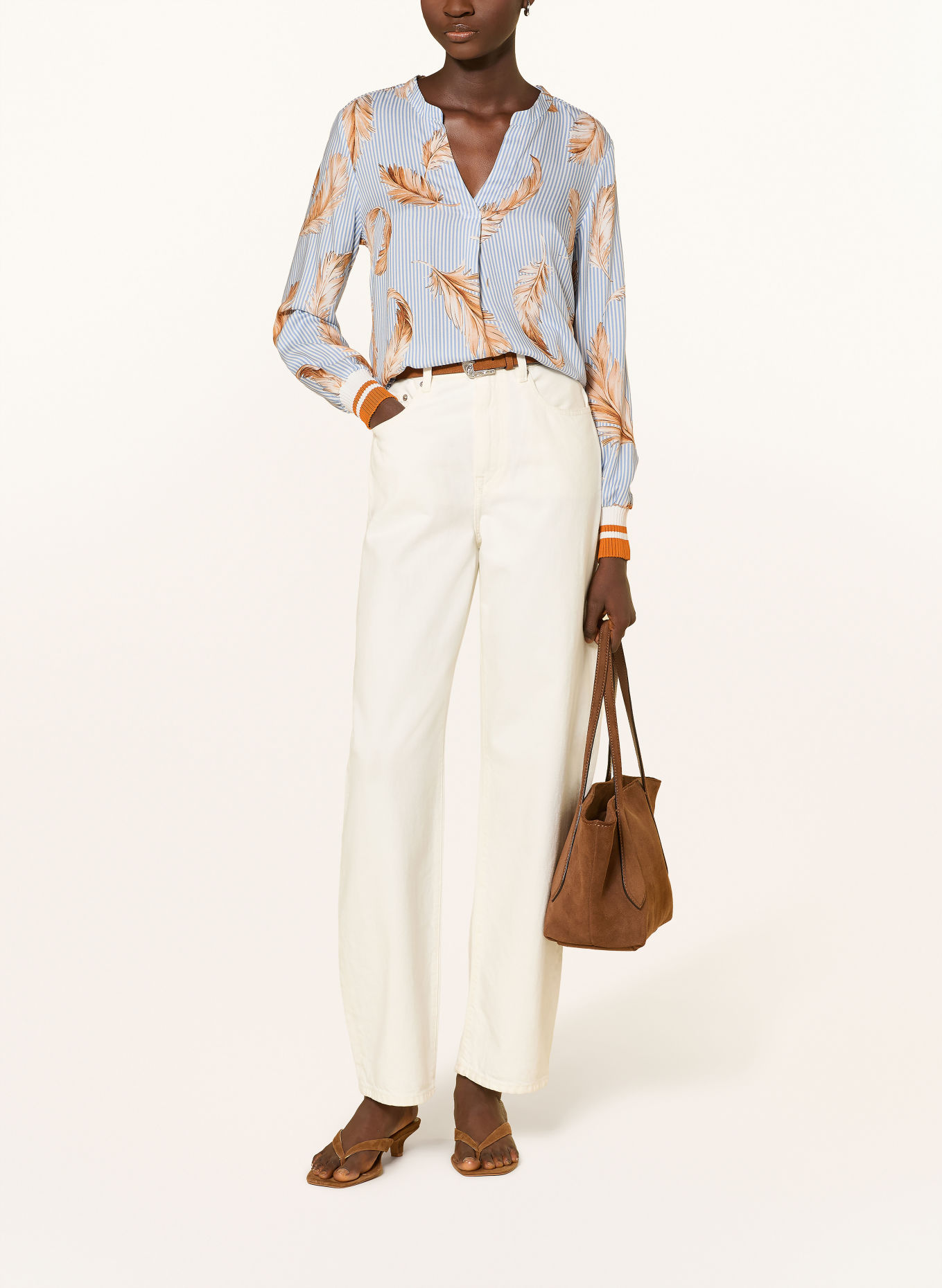Emily VAN DEN BERGH Blouseshirt: LICHTBLAUW / CAMEL / BRUIN