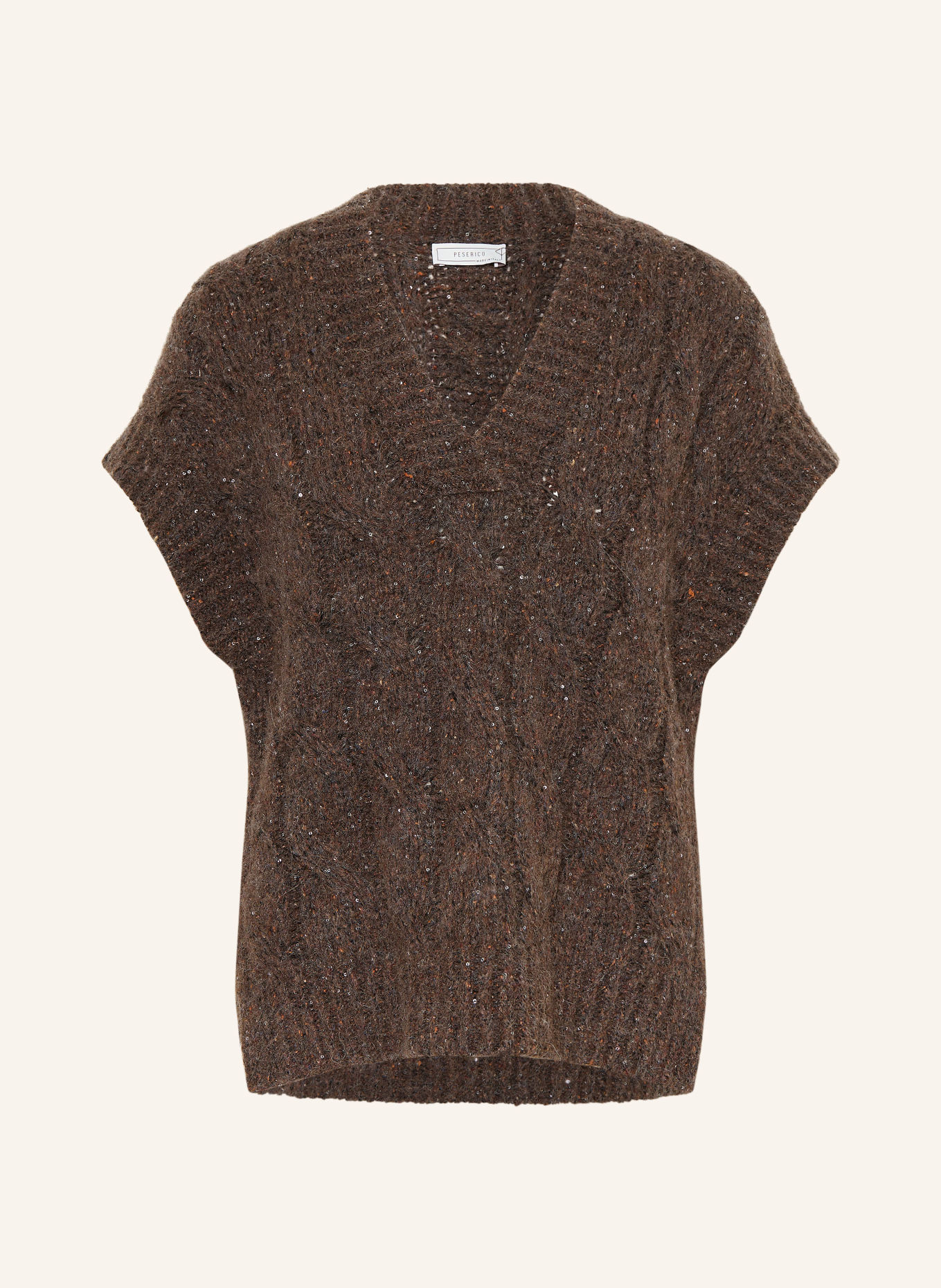 PESERICO Sweater vest with sequins: DARK BROWN