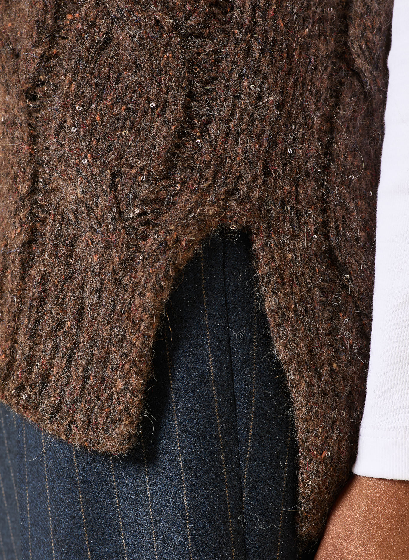 PESERICO Sweater vest with sequins: DARK BROWN
