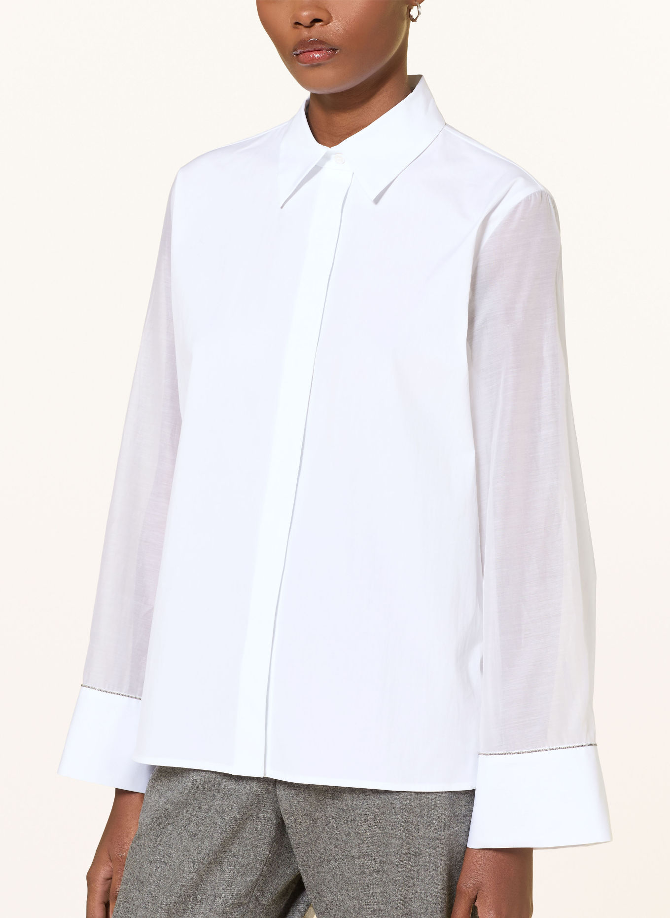 PESERICO Overhemdblouse met sierstenen: WIT