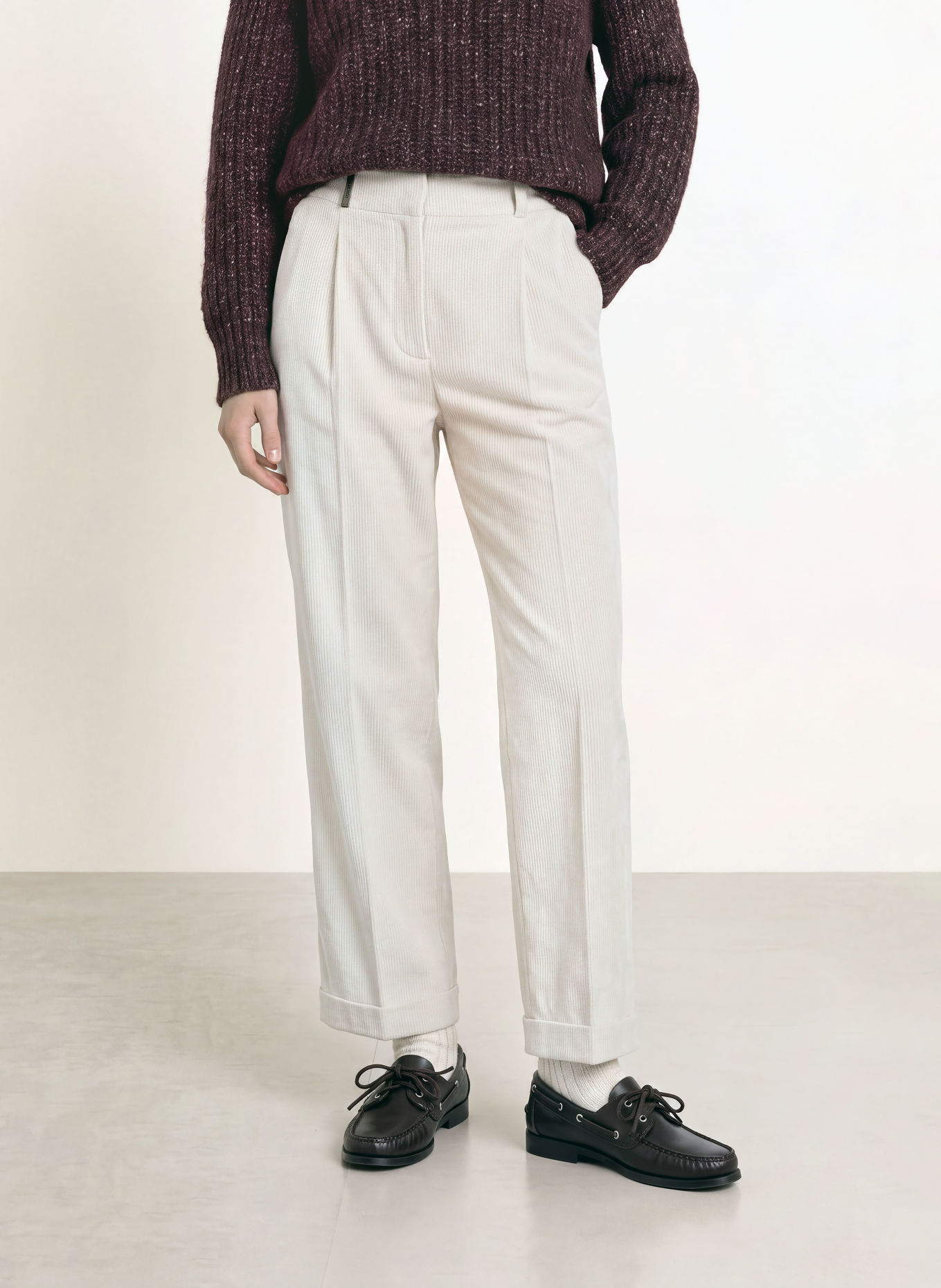 PESERICO Cord-Culotte: 242 Ethereal Beige