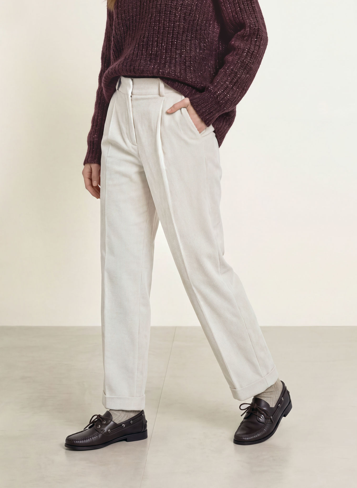 PESERICO Cord-Culotte: 242 Ethereal Beige