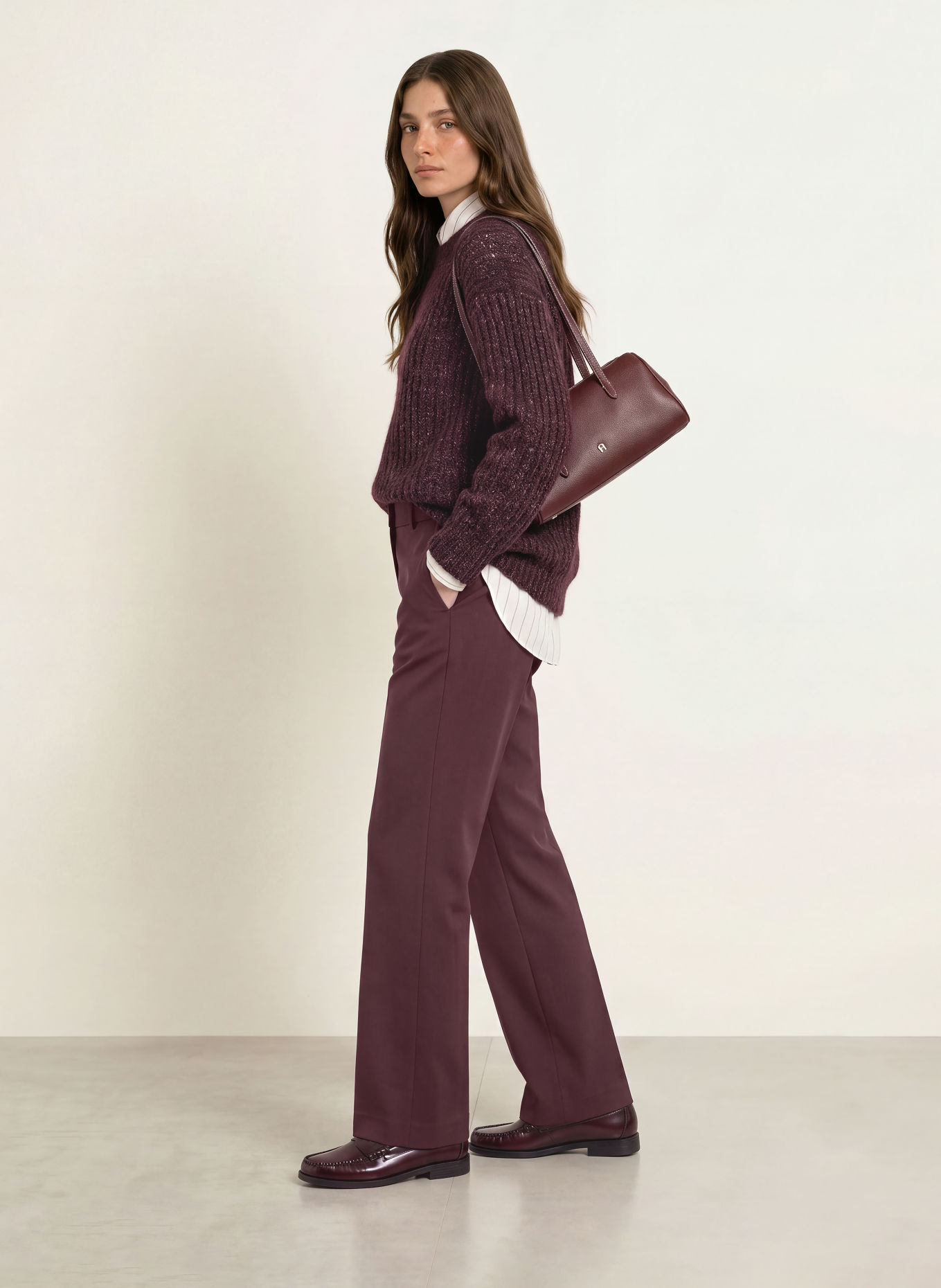 PESERICO Marlene-broek: DONKERROOD