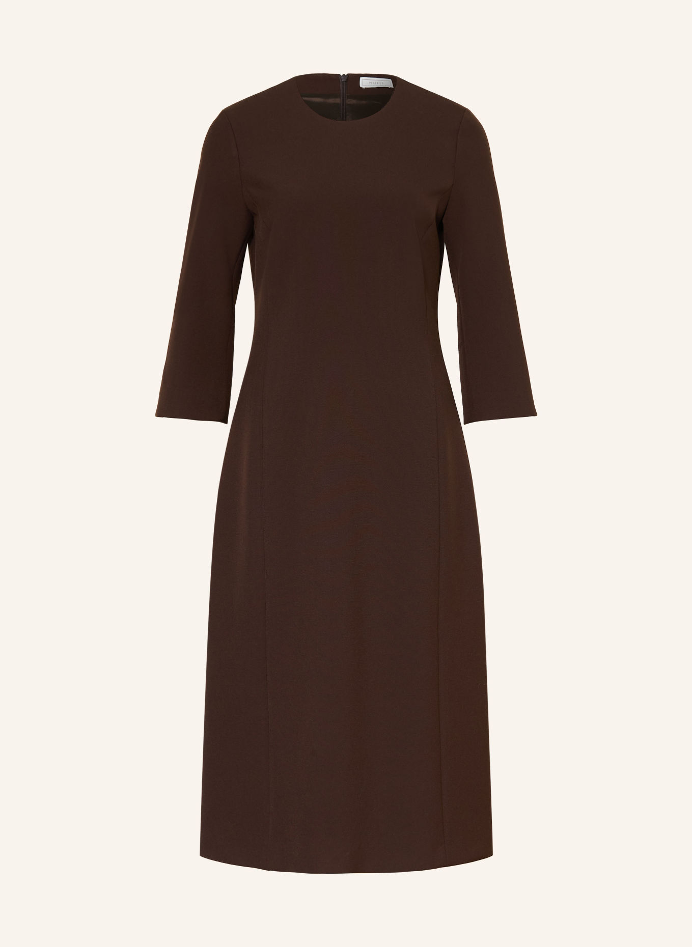 PESERICO Kleid mit 3/4-Arm und Schmucksteinen: DUNKELBRAUN