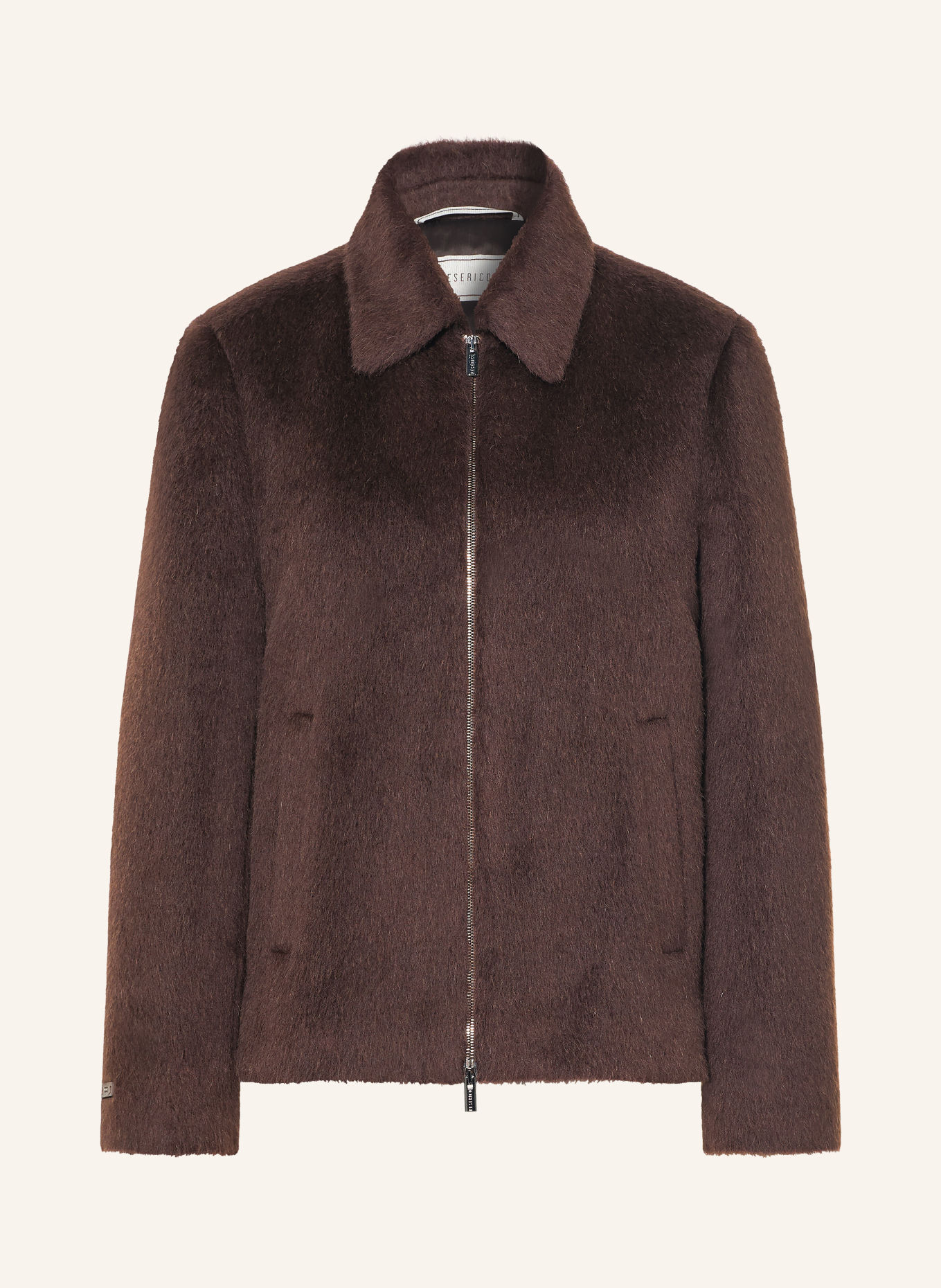 PESERICO Jas van kunstbont met alpaca: MARRON FONCÉ
