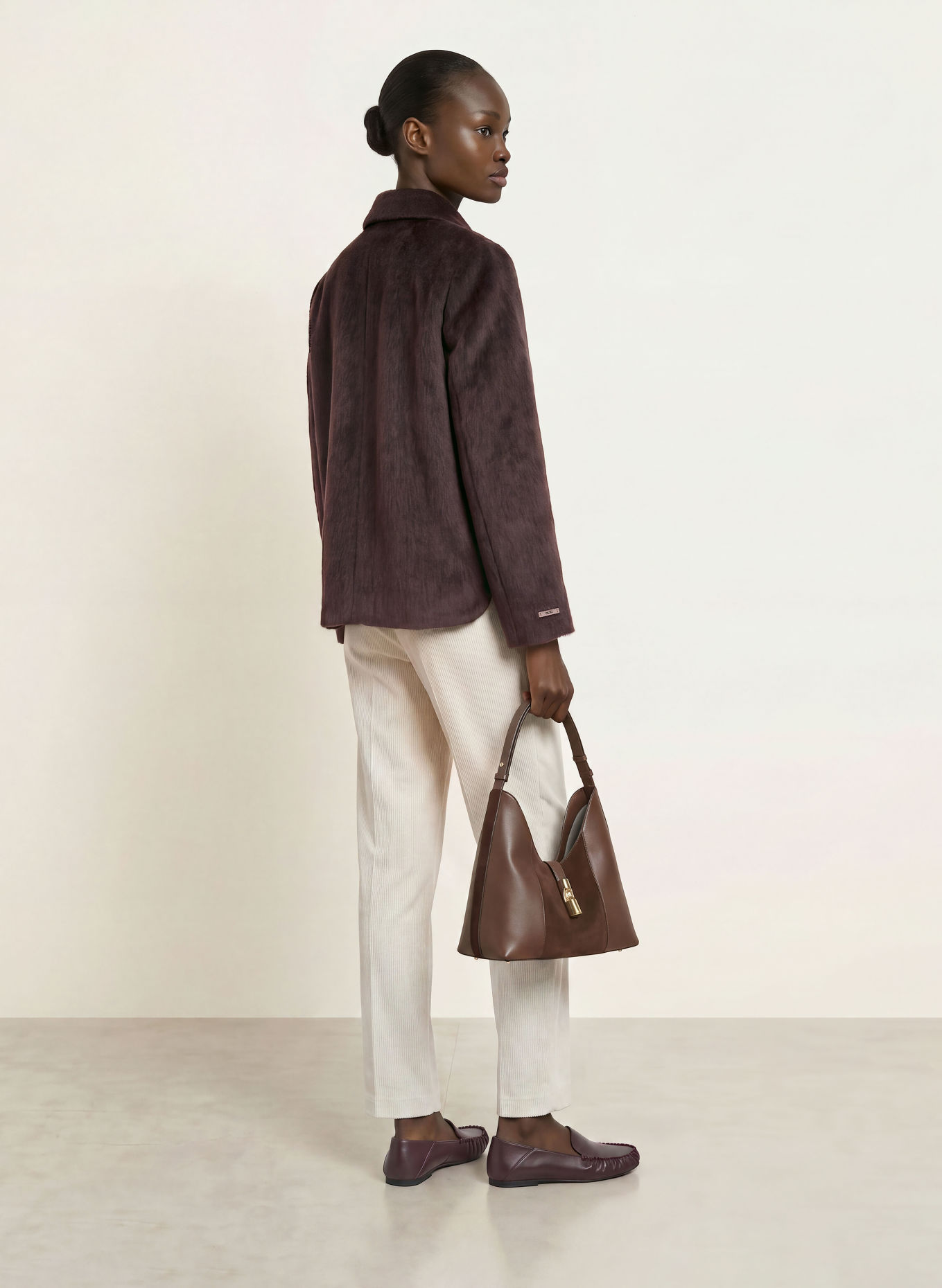 PESERICO Jas van kunstbont met alpaca: MARRON FONCÉ