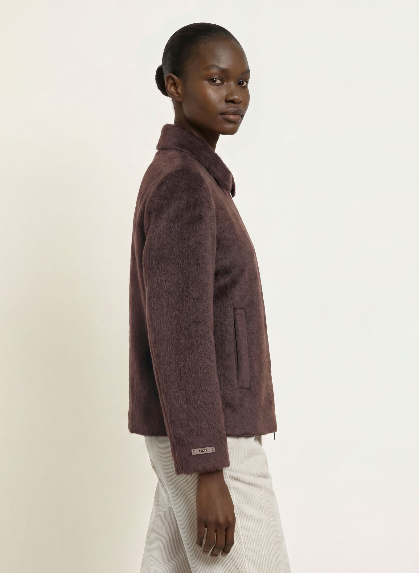 PESERICO Jas van kunstbont met alpaca: MARRON FONCÉ