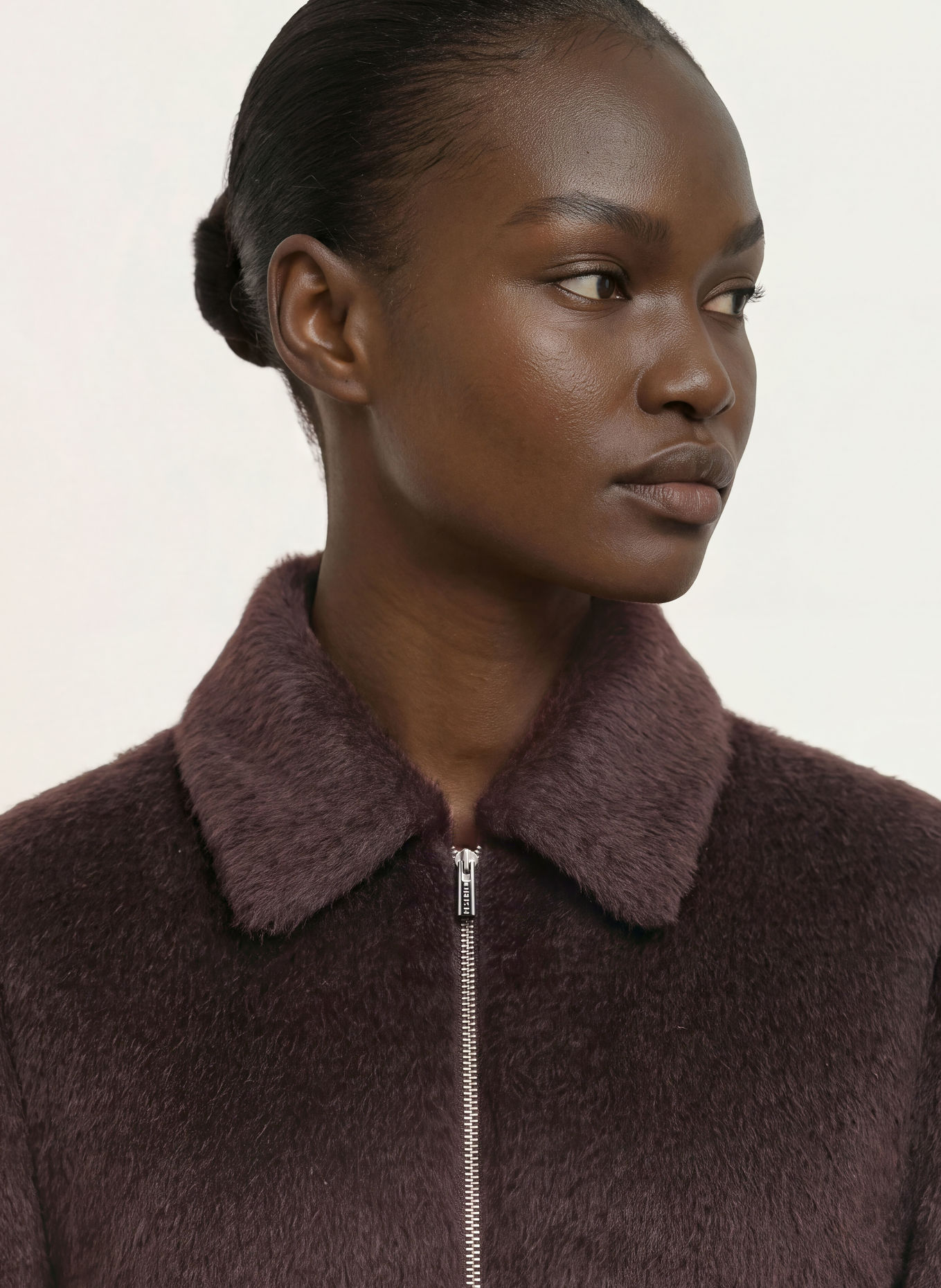 PESERICO Jas van kunstbont met alpaca: MARRON FONCÉ