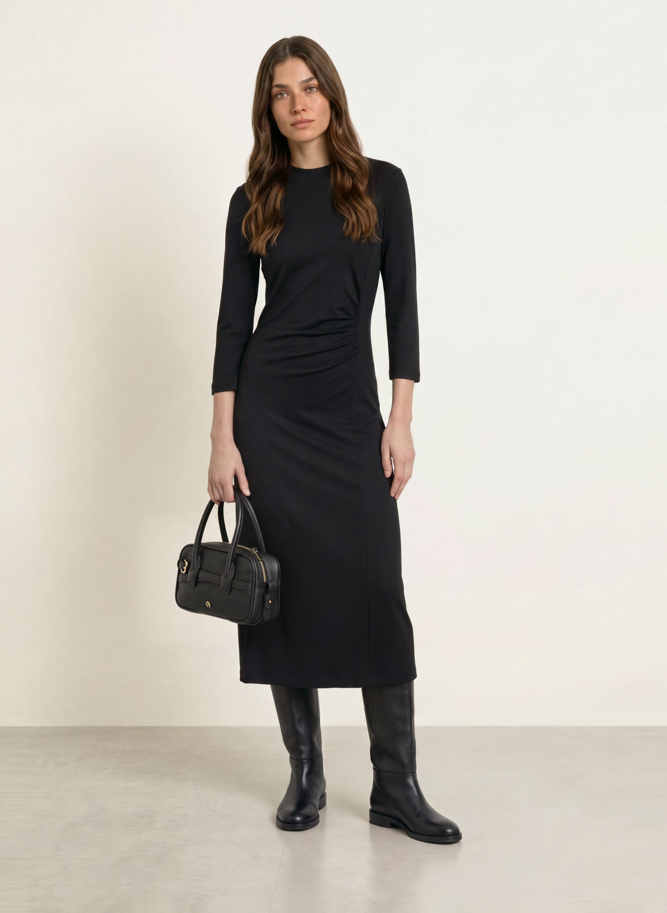 PESERICO Jerseykleid mit 3/4-Arm: SCHWARZ