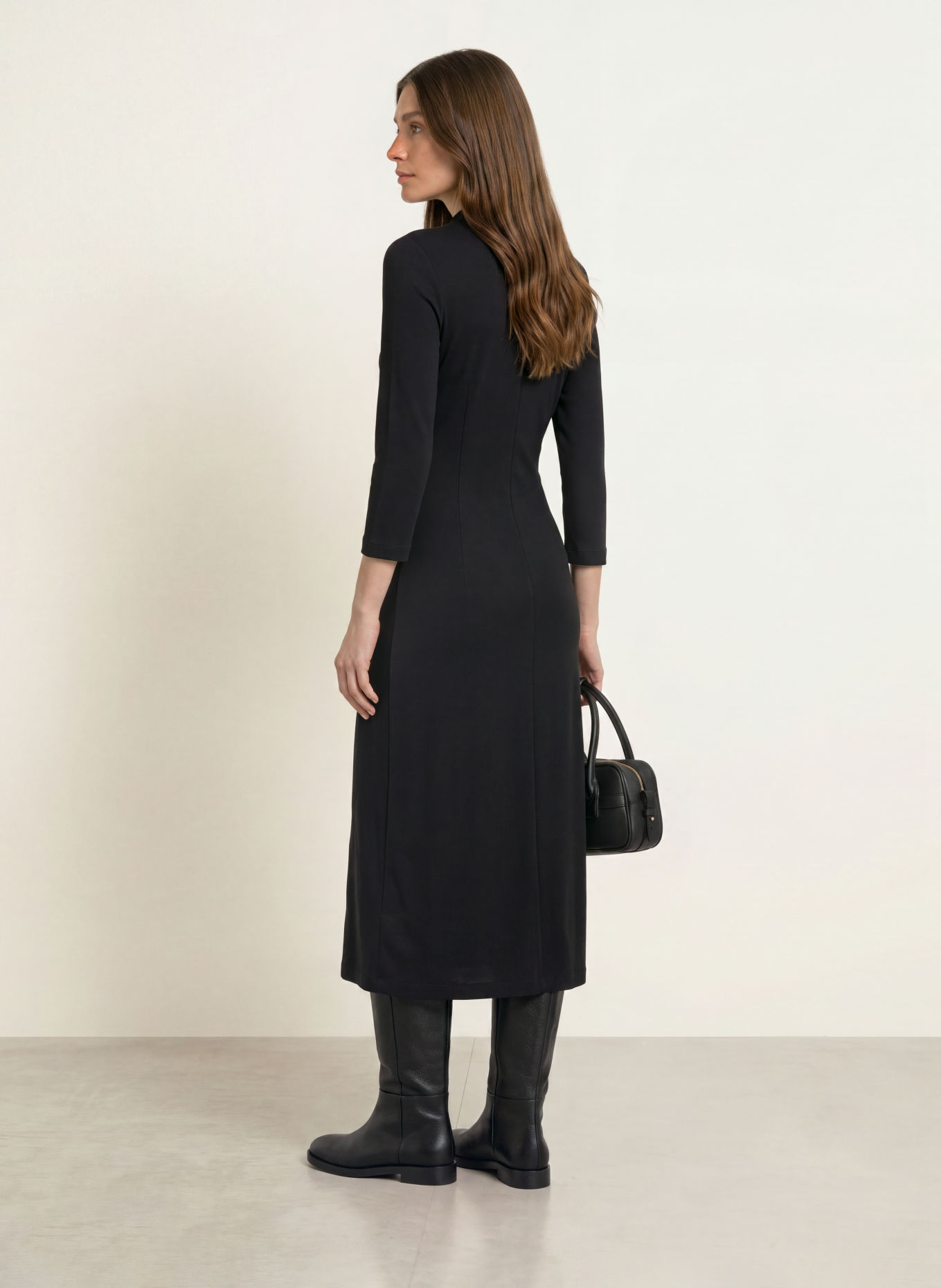 PESERICO Jerseykleid mit 3/4-Arm: SCHWARZ