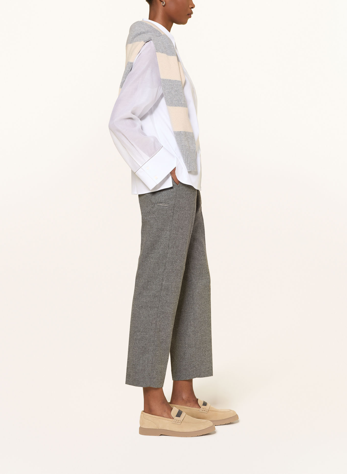PESERICO Flanellen Culotte met sierstenen: GRIJS