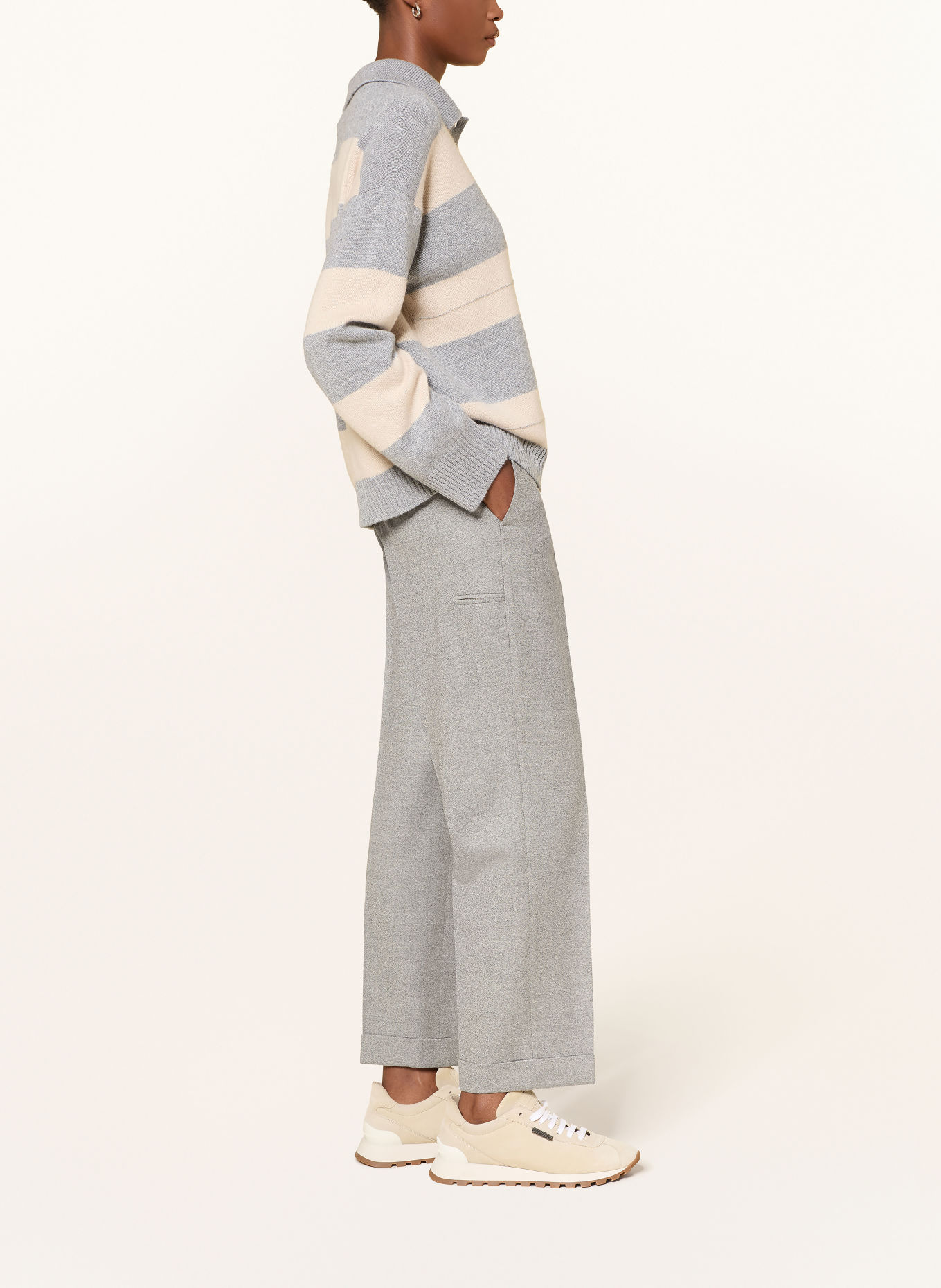 PESERICO Hose mit Schmucksteinen: GRAU