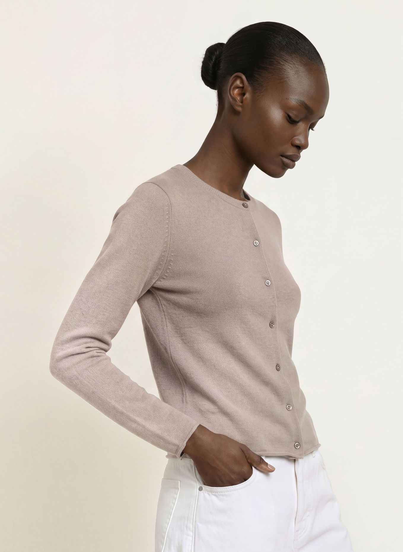 (THE MERCER) N.Y. Cashmere Cardigan: TAUPE