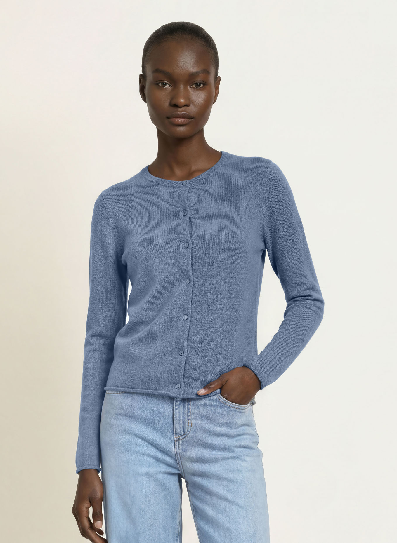 (THE MERCER) N.Y. Strickjacke aus Cashmere: BLAUGRAU