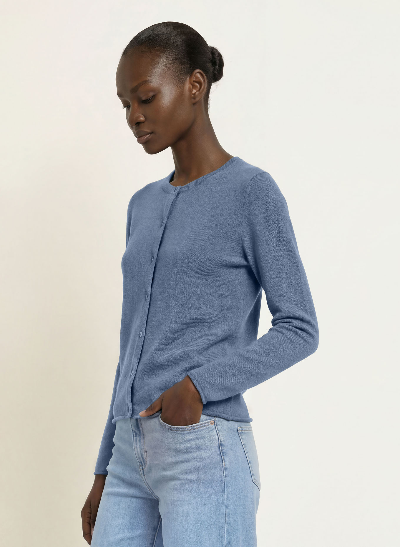 (THE MERCER) N.Y. Strickjacke aus Cashmere: BLAUGRAU