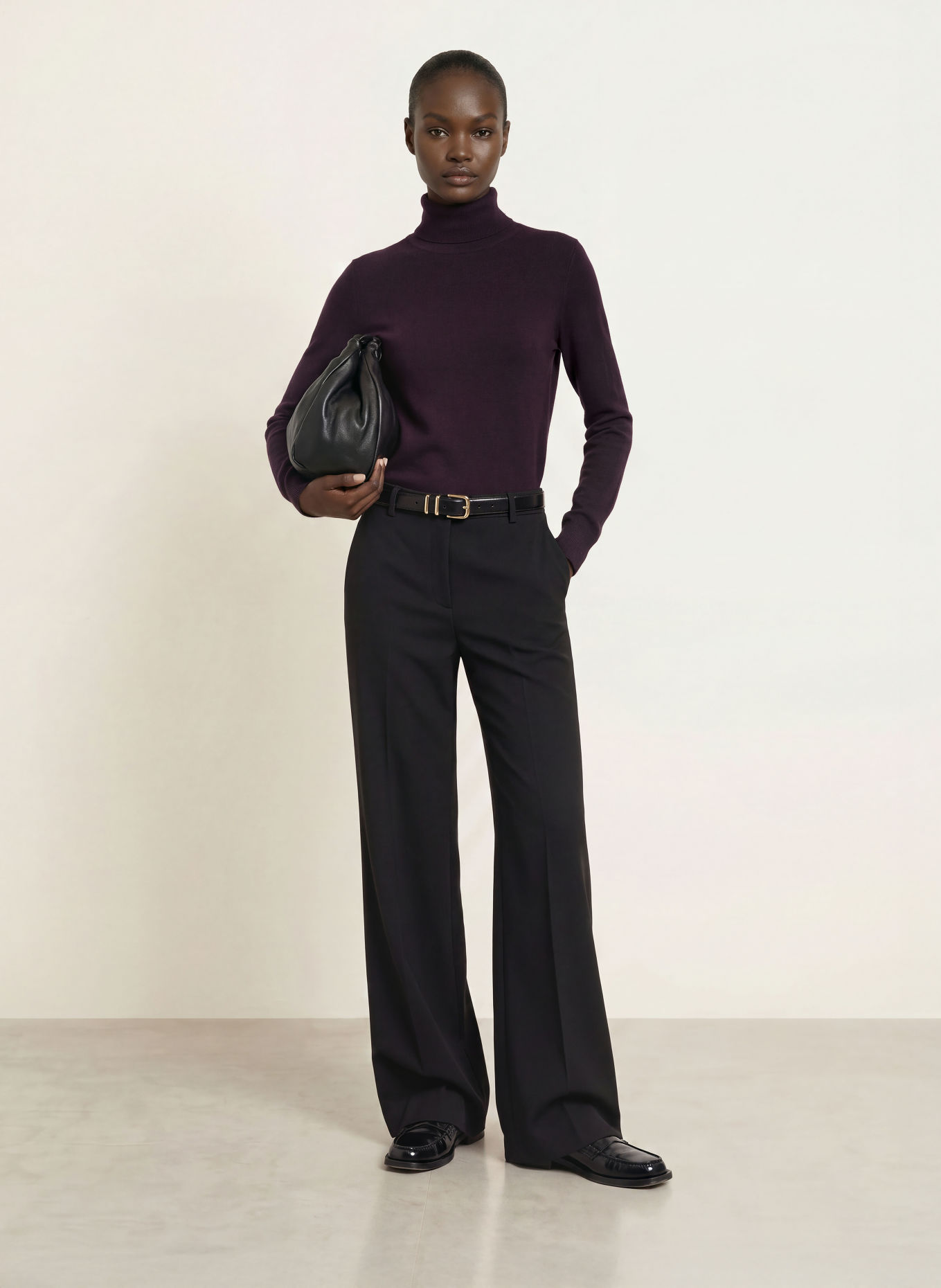 (THE MERCER) N.Y. Pull à col roulé en cachemire: LILAS FONCÉ