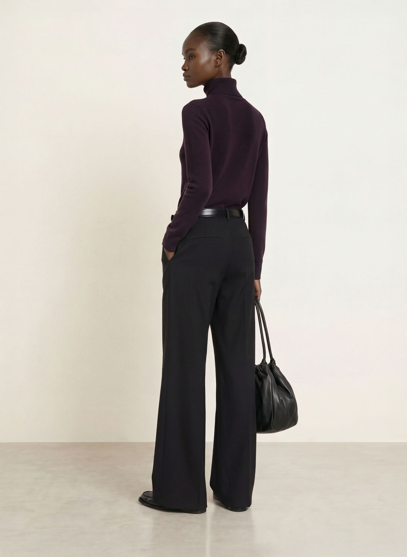 (THE MERCER) N.Y. Pull à col roulé en cachemire: LILAS FONCÉ
