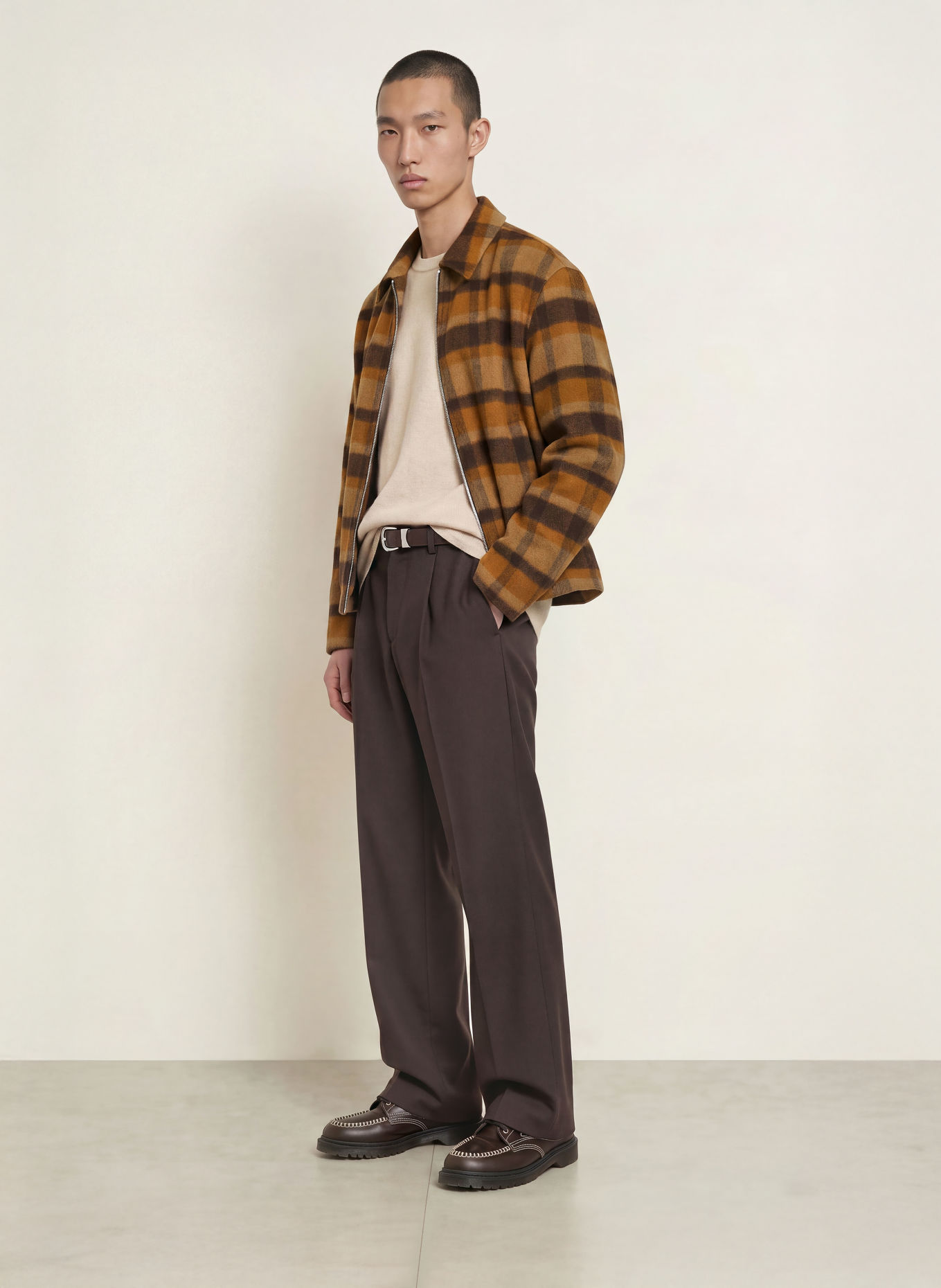DRYKORN Overjacket RIKKO: DUNKELORANGE / DUNKELBRAUN / HELLORANGE