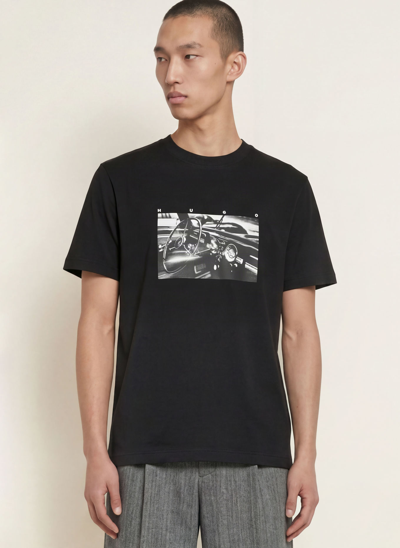HUGO T-shirt DIKEMS: SVART / VIT