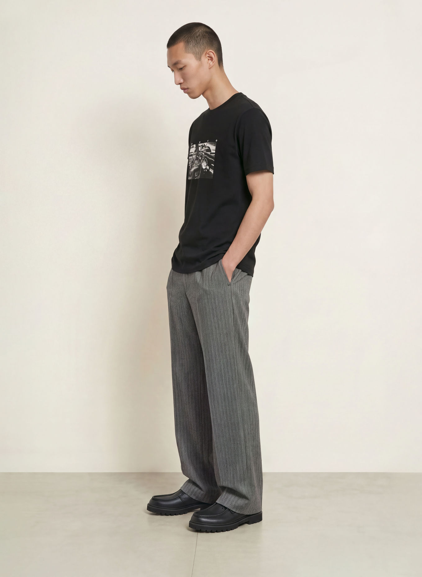 HUGO T-shirt DIKEMS: SVART / VIT