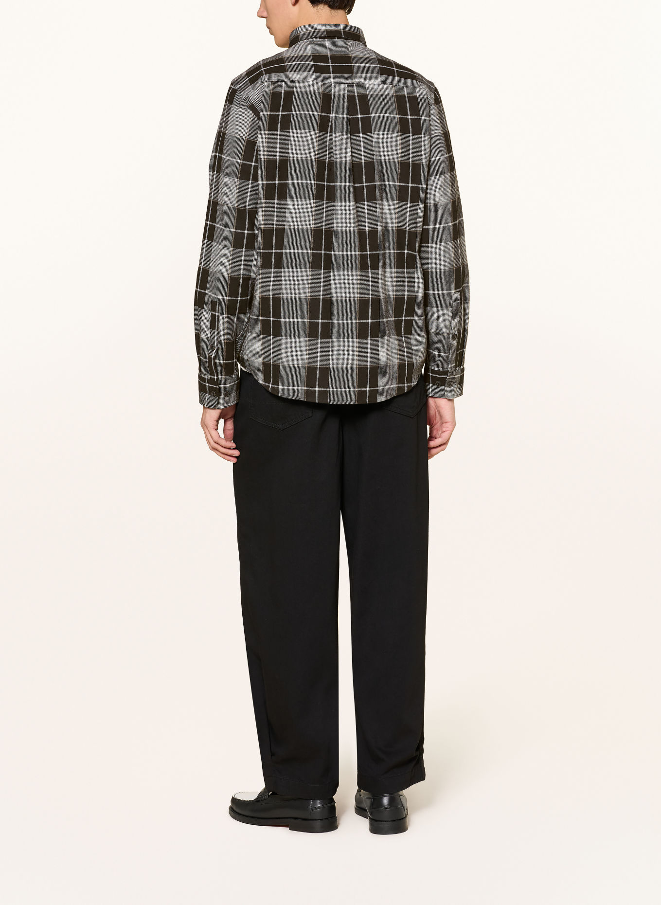 HUGO Chemise ERGIN coupe droite: NOIR / GRIS FONCÉ / BLANC