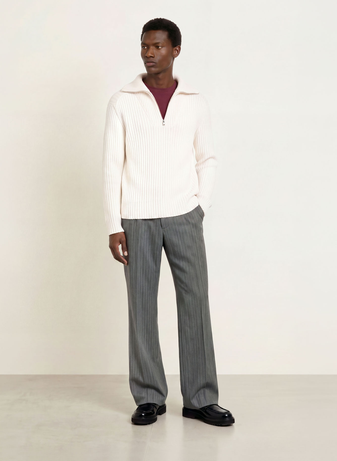 HUGO Half-zip sweater SRITHON Turtleneck: CREAM
