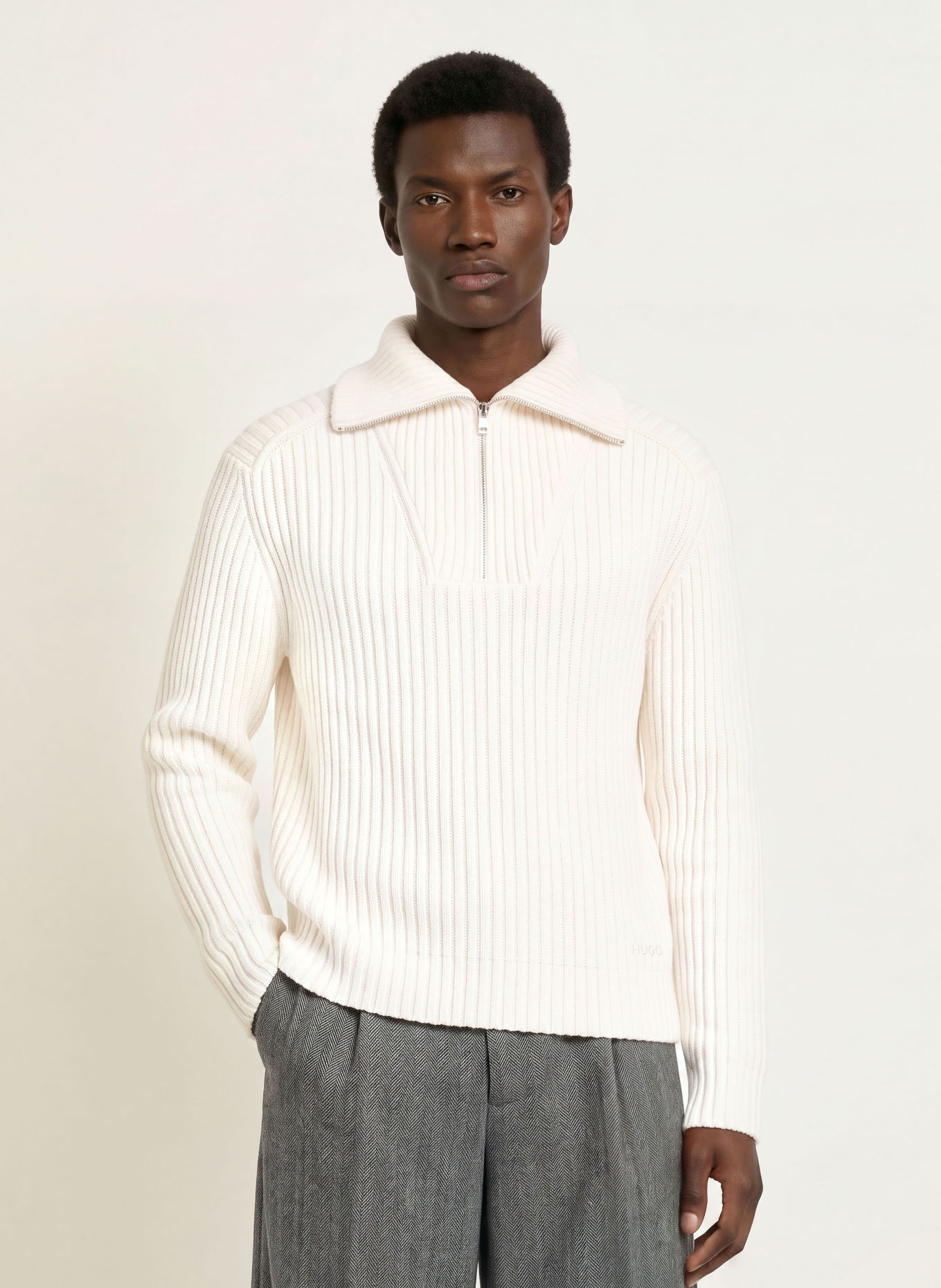 HUGO Half-zip sweater SRITHON Turtleneck: CREAM