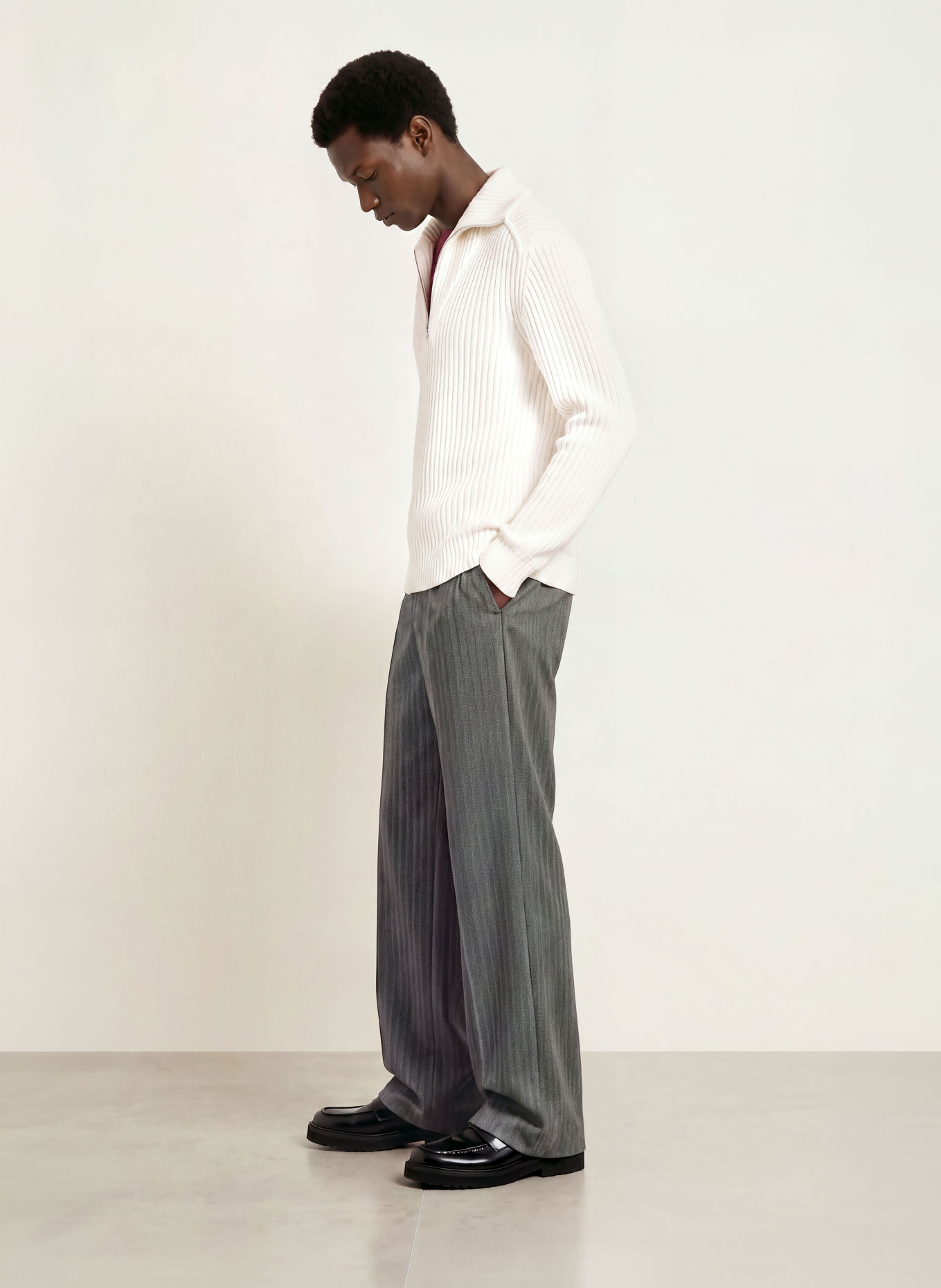 HUGO Half-zip sweater SRITHON Turtleneck: CREAM
