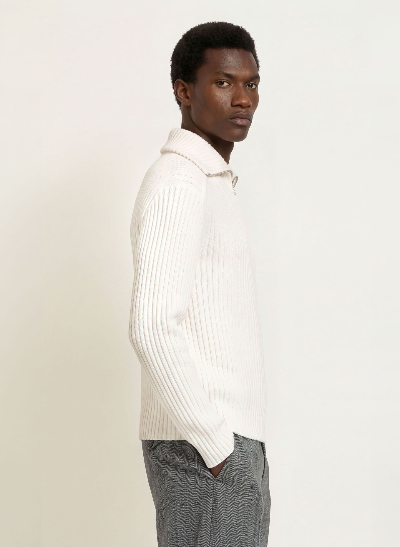 HUGO Half-zip sweater SRITHON Turtleneck: CREAM