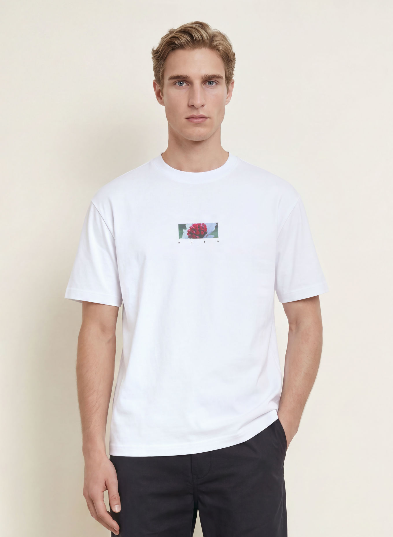 HUGO T-shirt DAKHIL: BLANC / GRIS / NOIR