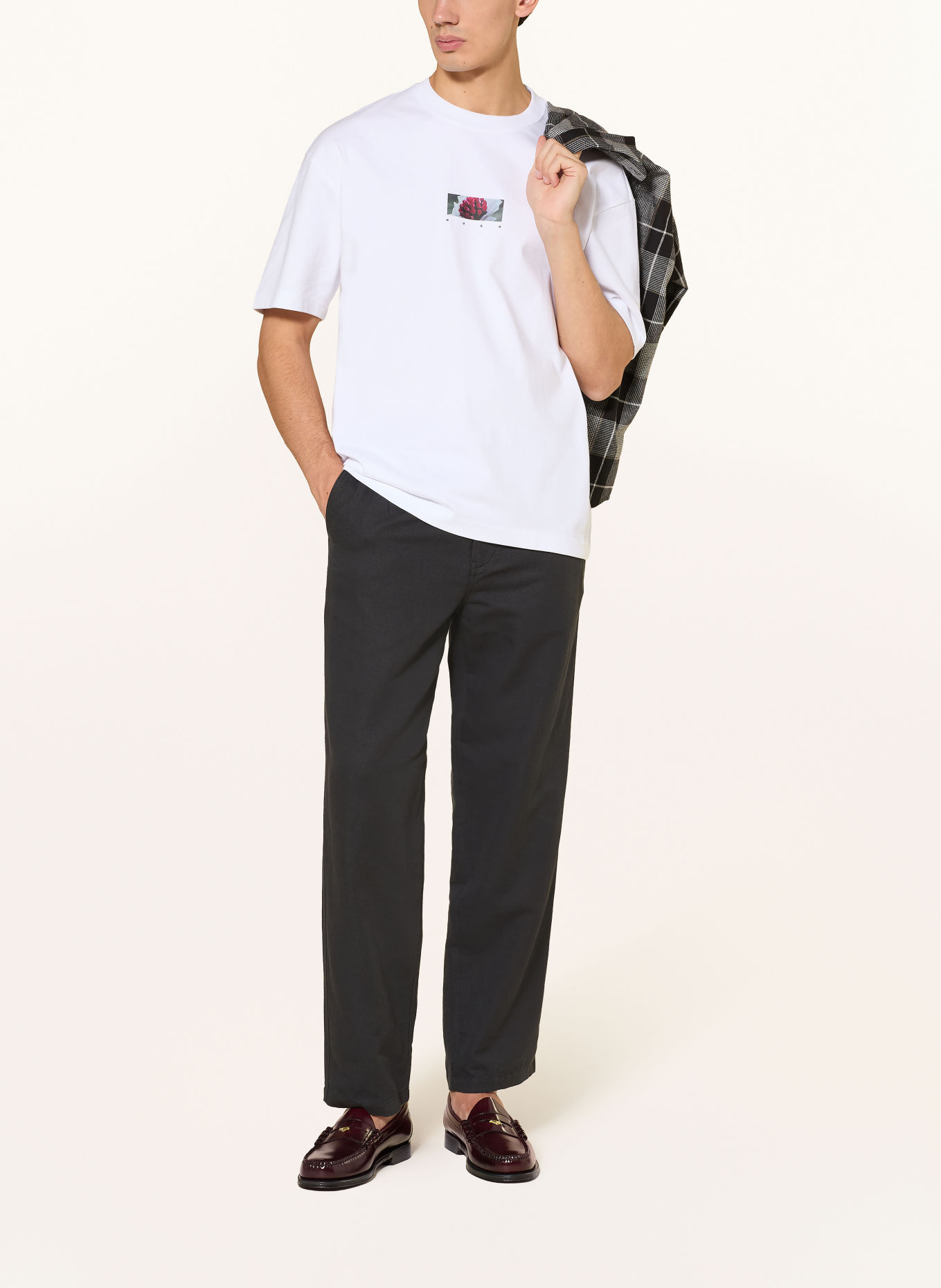 HUGO T-shirt DAKHIL: BLANC / GRIS / NOIR