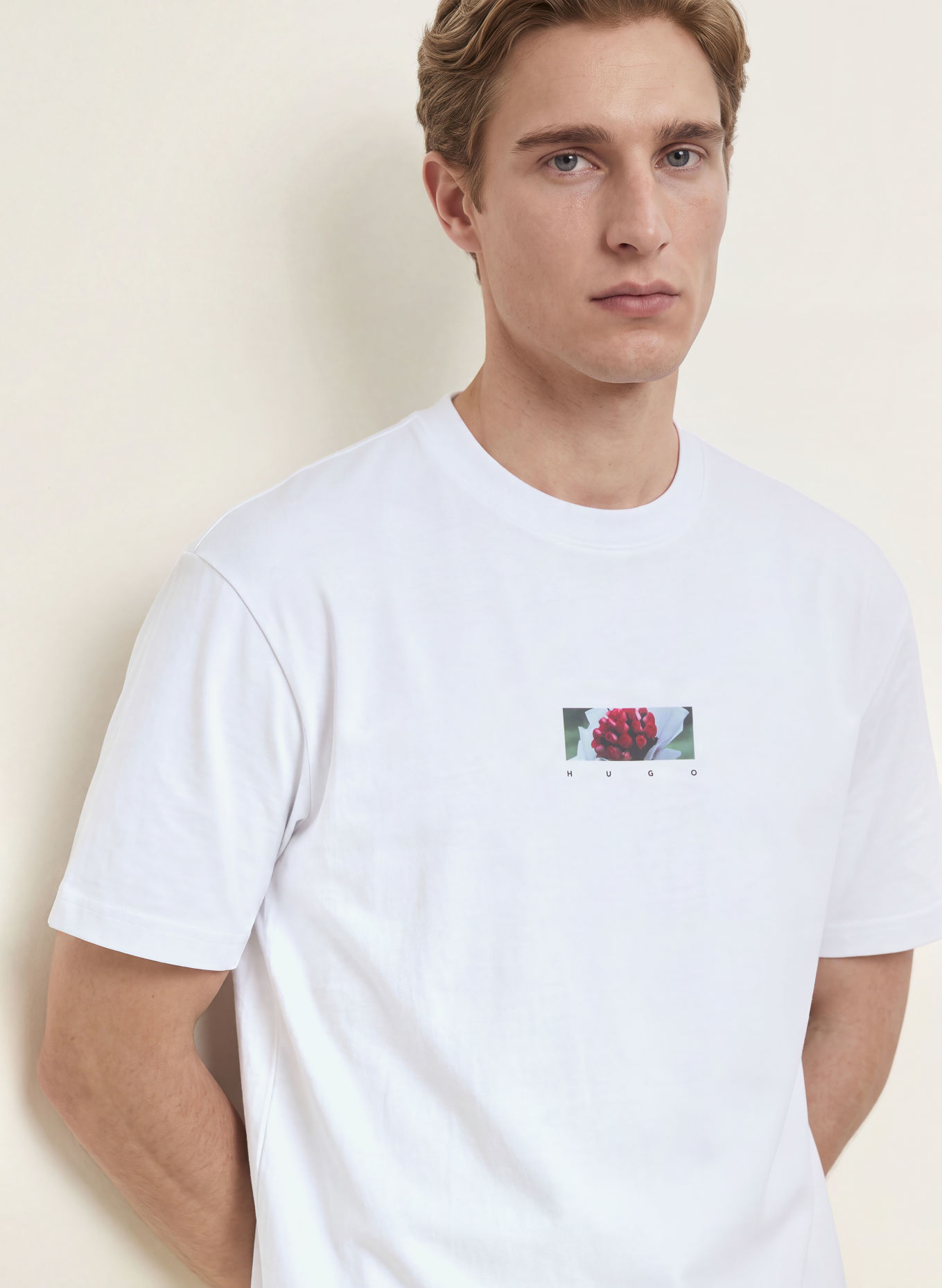 HUGO T-shirt DAKHIL: BLANC / GRIS / NOIR