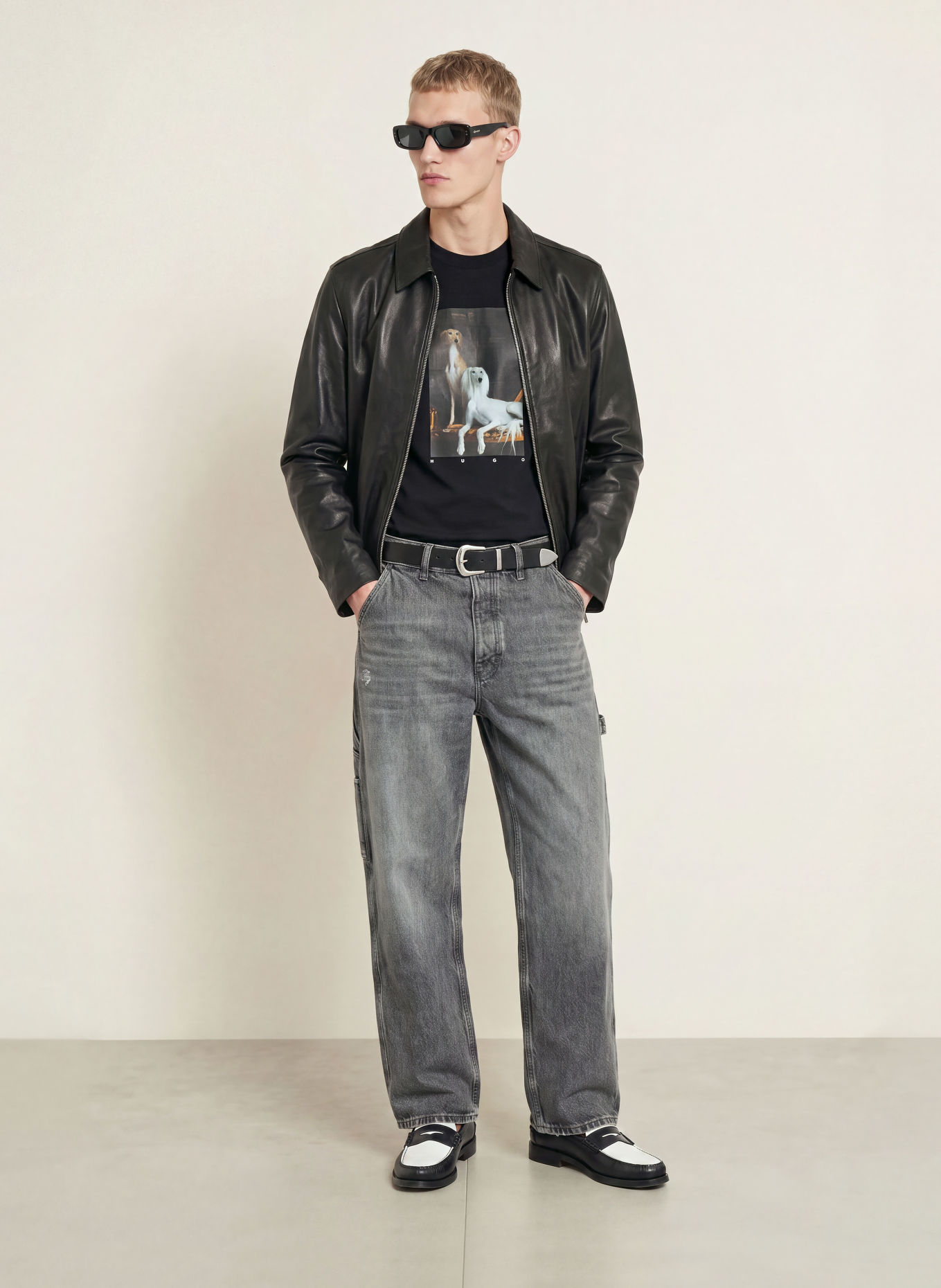 HUGO T-Shirt DAFFILO: SCHWARZ / BRAUN / WEISS
