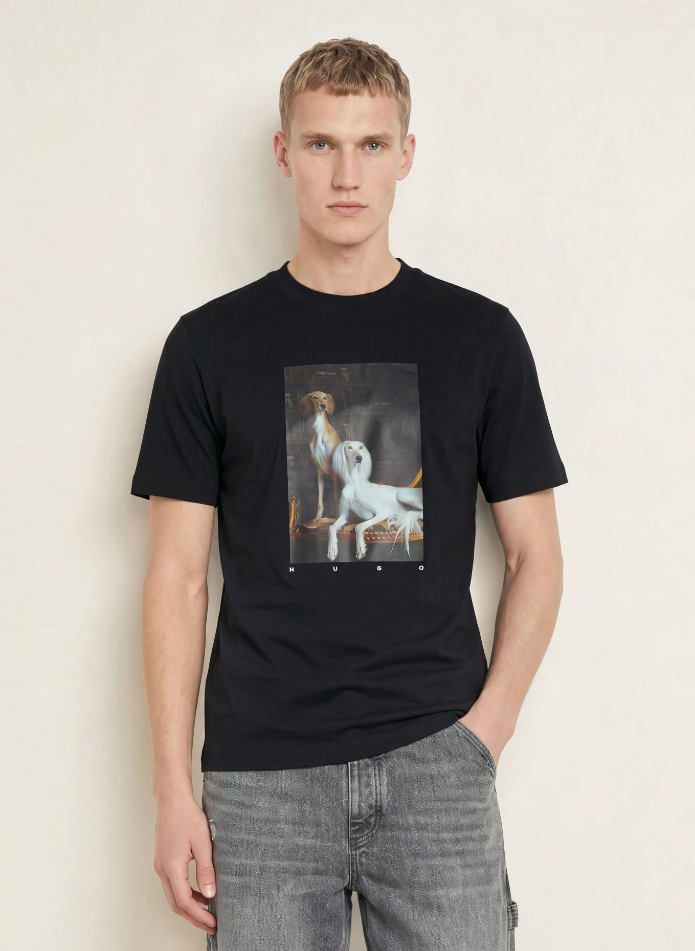 HUGO T-Shirt DAFFILO: SCHWARZ / BRAUN / WEISS