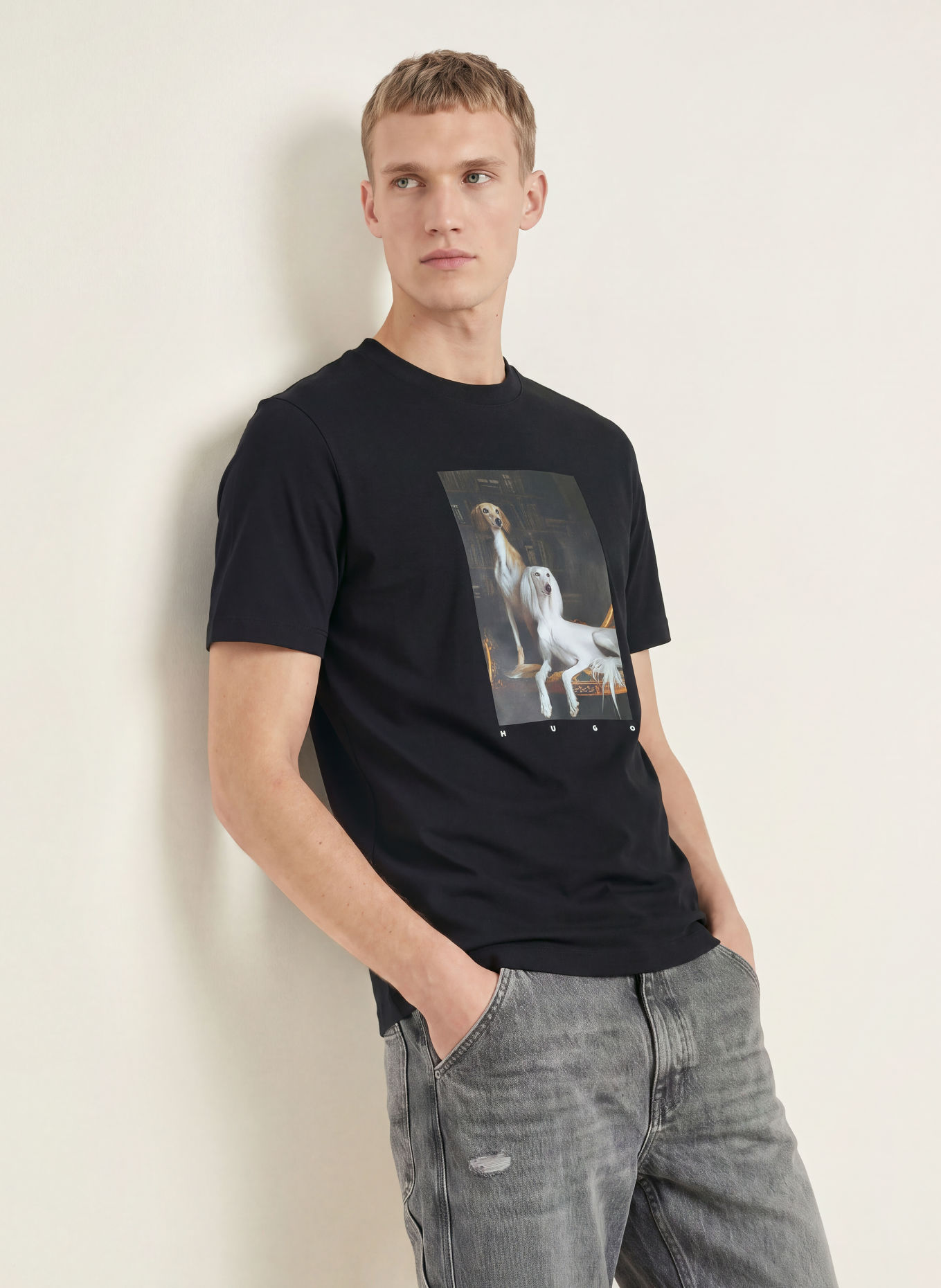 HUGO T-Shirt DAFFILO: SCHWARZ / BRAUN / WEISS