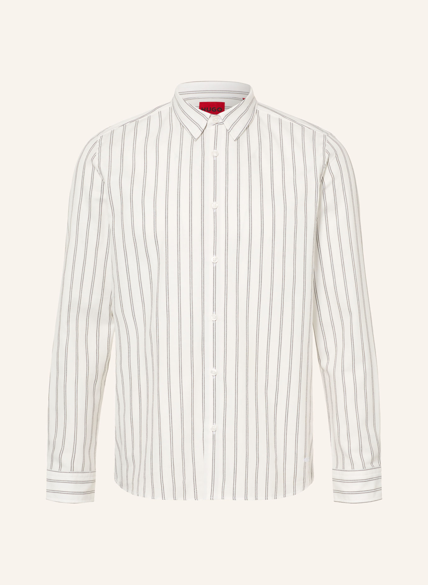 HUGO Chemise en flanelle EMERO coupe droite: BLANC / GRIS / NOIR