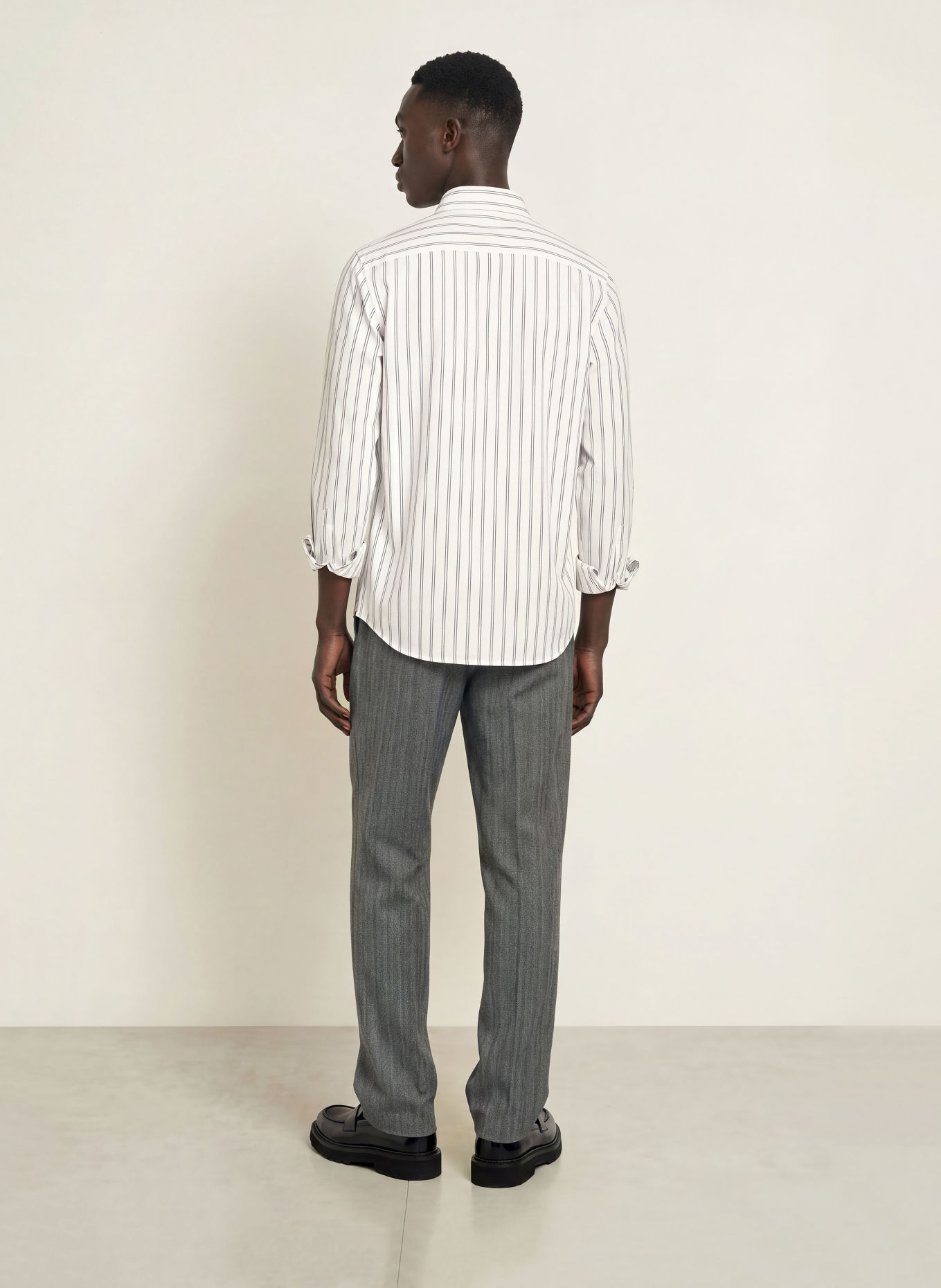 HUGO Chemise en flanelle EMERO coupe droite: BLANC / GRIS / NOIR