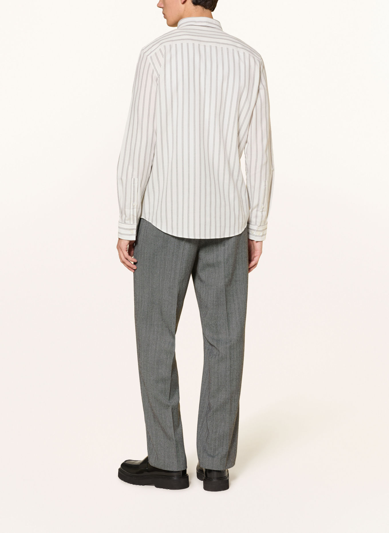 HUGO Chemise en flanelle EMERO coupe droite: BLANC / GRIS / NOIR