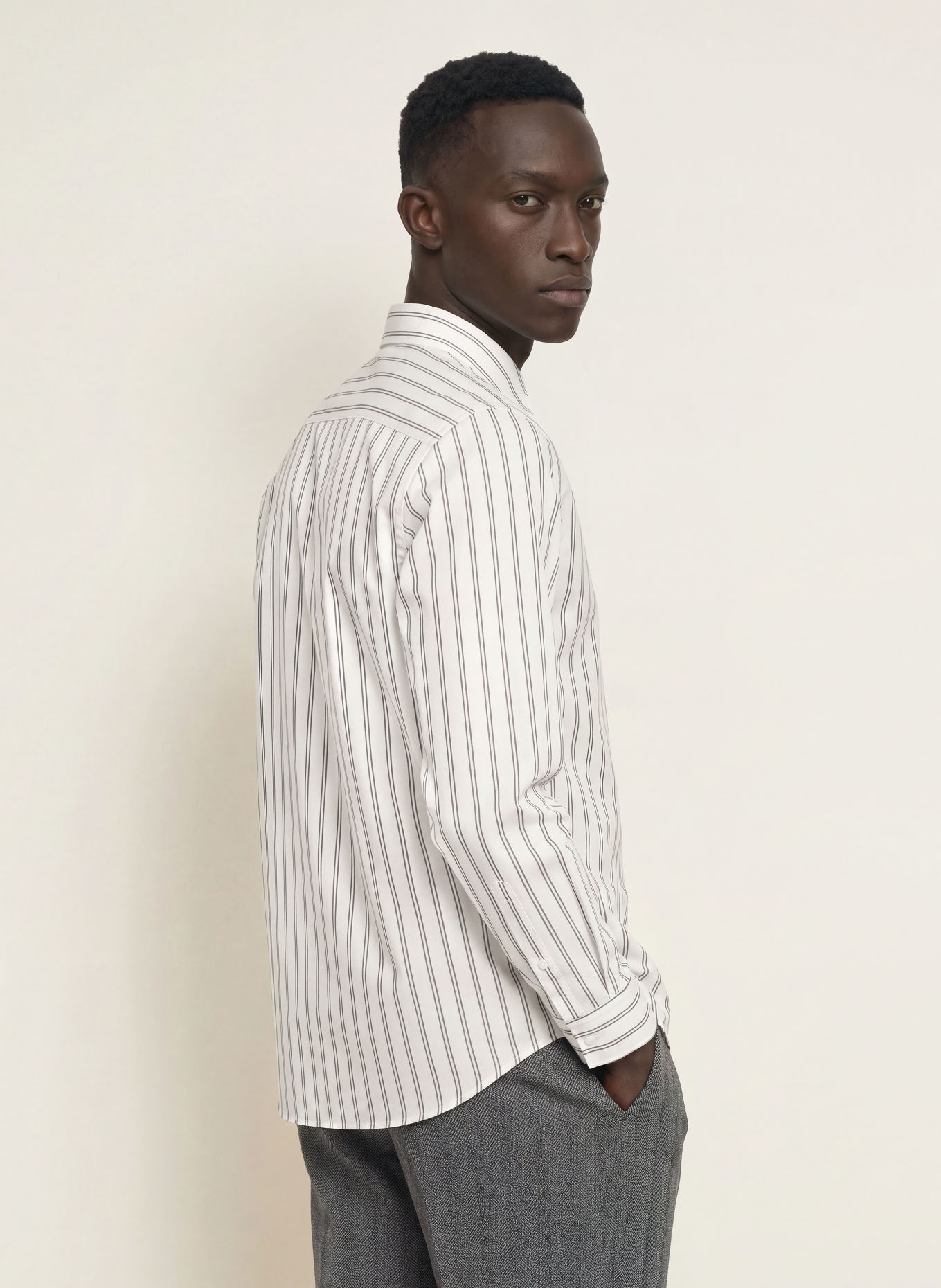 HUGO Chemise en flanelle EMERO coupe droite: BLANC / GRIS / NOIR